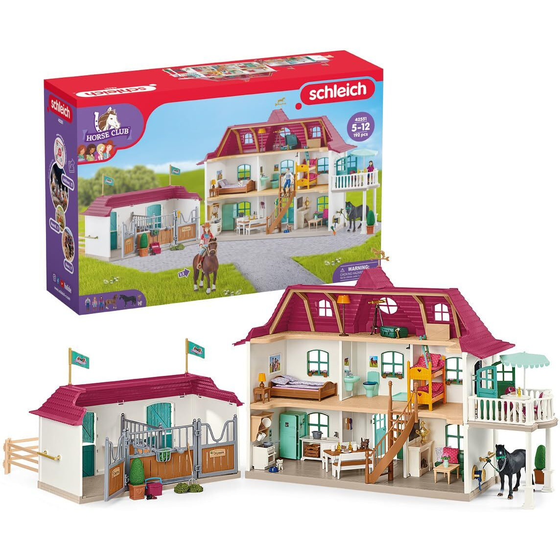 Schleich Horse Club - Lakeside Country House And Stable Horse Play Set, 192 Piece Detailed Doll House And Horse Toy Accessories For Girls And Boys Ages 5+