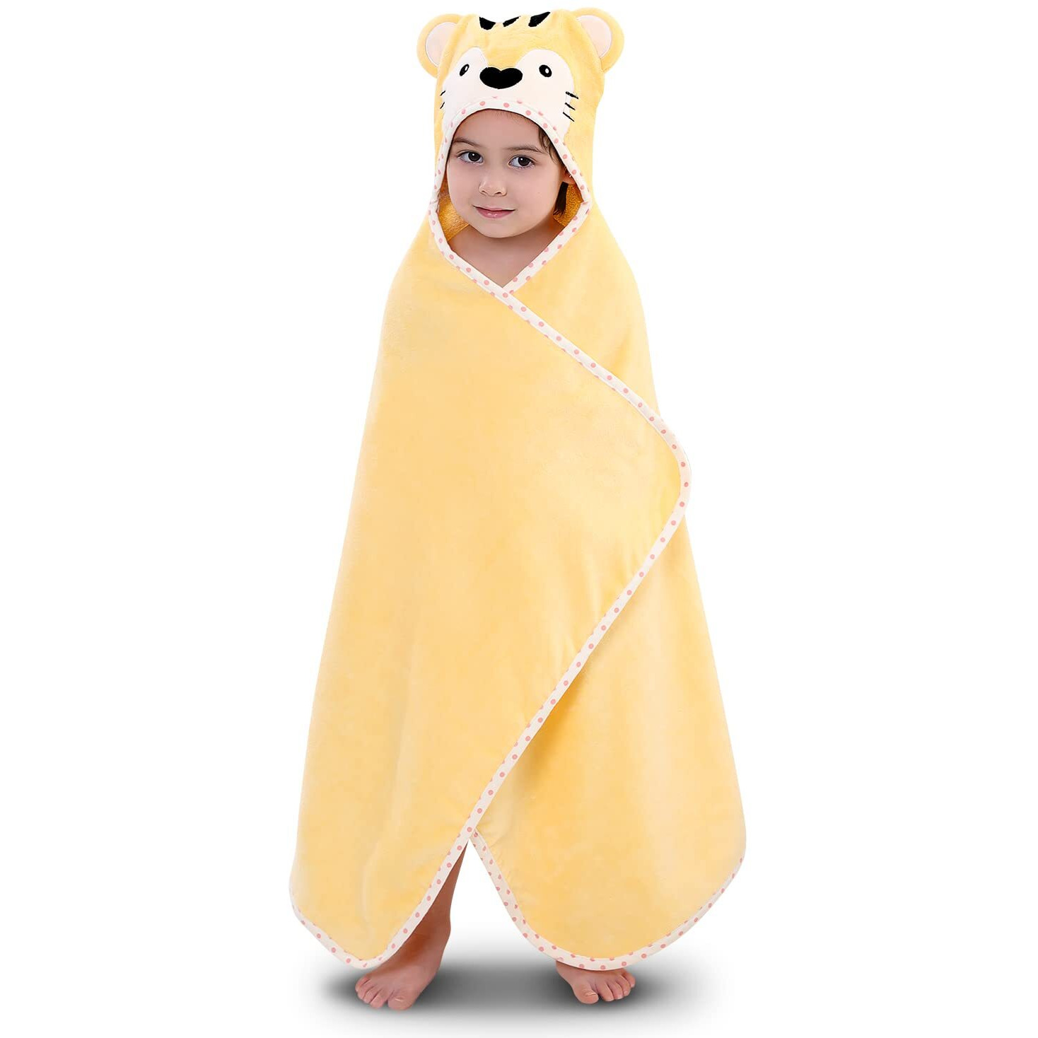 Tbezy Hooded Towel For Kids 100% Cotton Ultra Soft With Unique Animal Design Large For Infants 3-10 Years (Tiger)