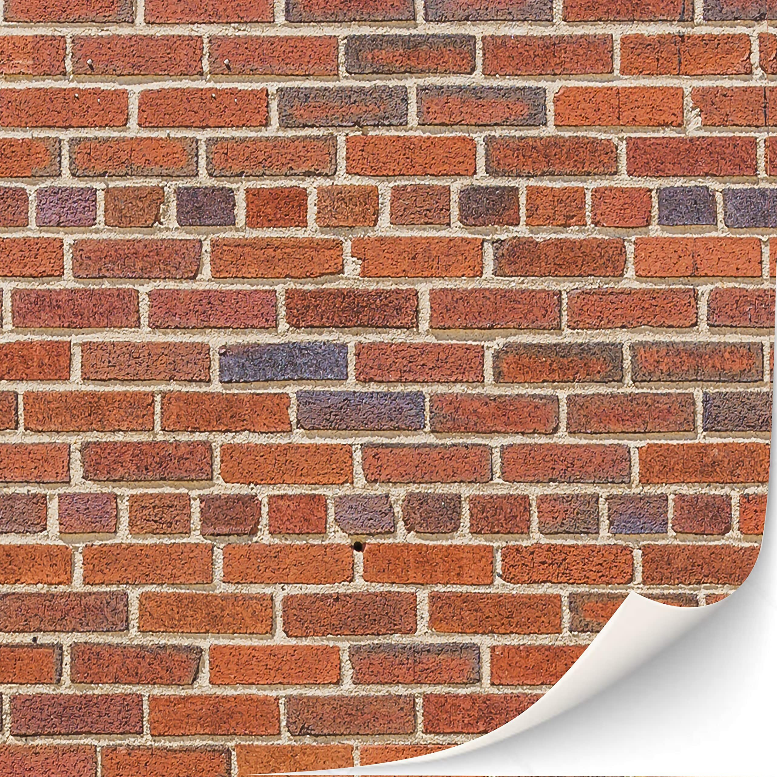 Texturkontor 3 Sheets Self-Adhesive Brick Wall Wall Cladding For Dolls House Scale 112 (Red Clinker)