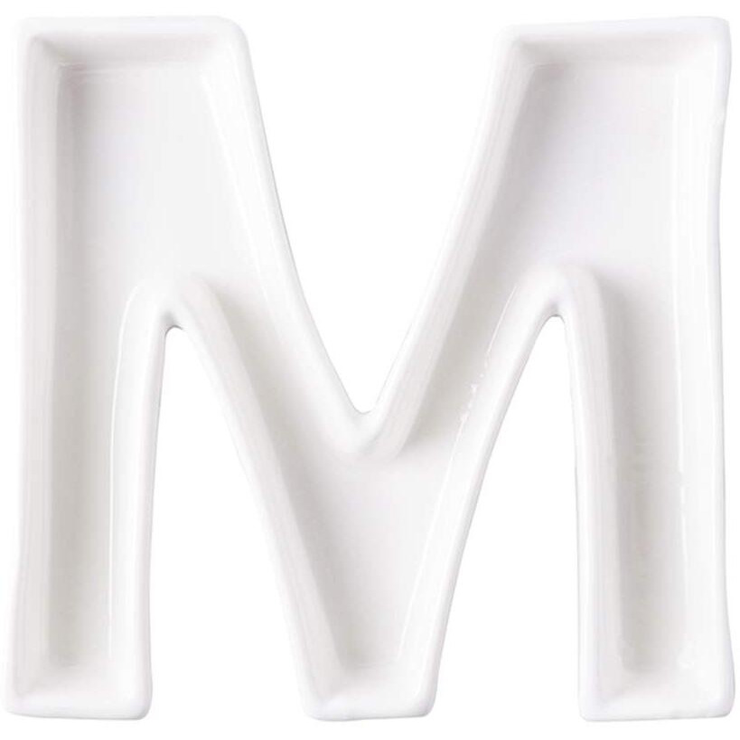 Coffeezone Small Ceramic Letter Dish & Plates For Candy/Nuts Ideas, Wedding Party Decor (Letter M)