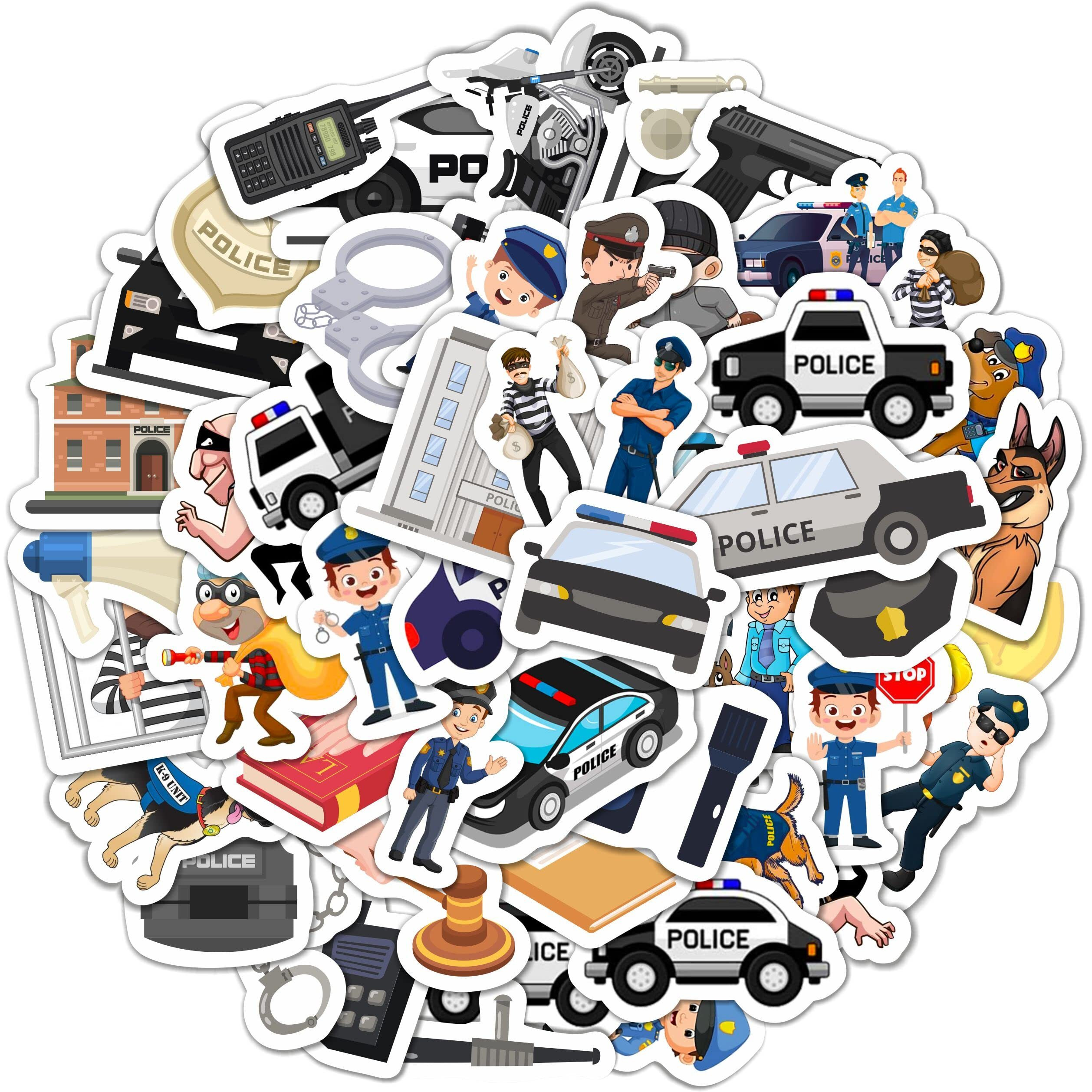 100Pcs Police Stickers For Kids, Police Toys, Cops Sticker, Police Man Stickers, Car Stickers Police, Police Cars For Kids, Police Party Decorations, Police Party Favors, Police Kids Gifts