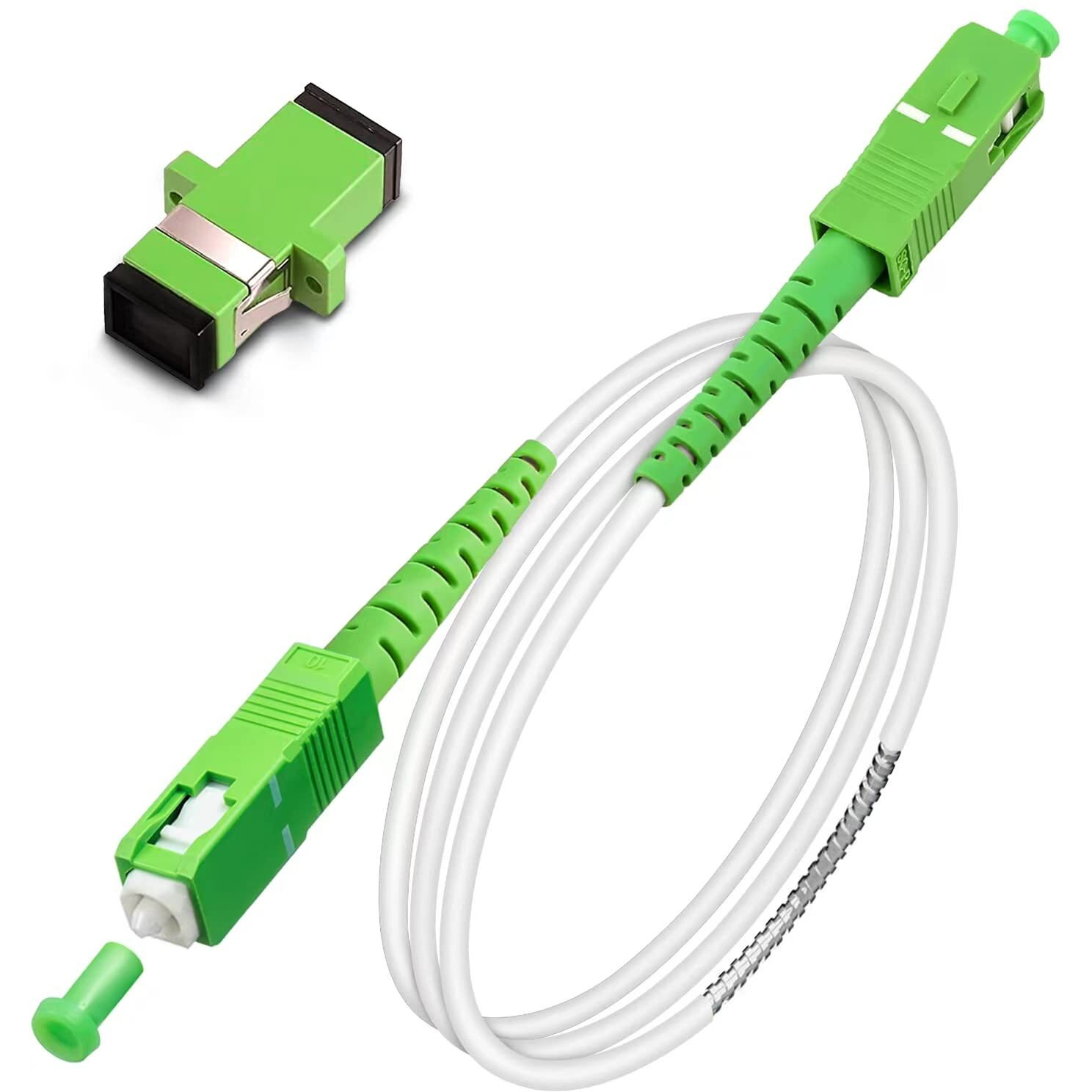 Bangun Sc/Apc To Sc/Apc Fiber Optic Internet Cable, Armored Single Mode Patch Cable, Fiber Optic Jumper Optical Patch Cord - Simplex - 9/125Um - Os1/Os2 Compatible, Lszh White, 2M
