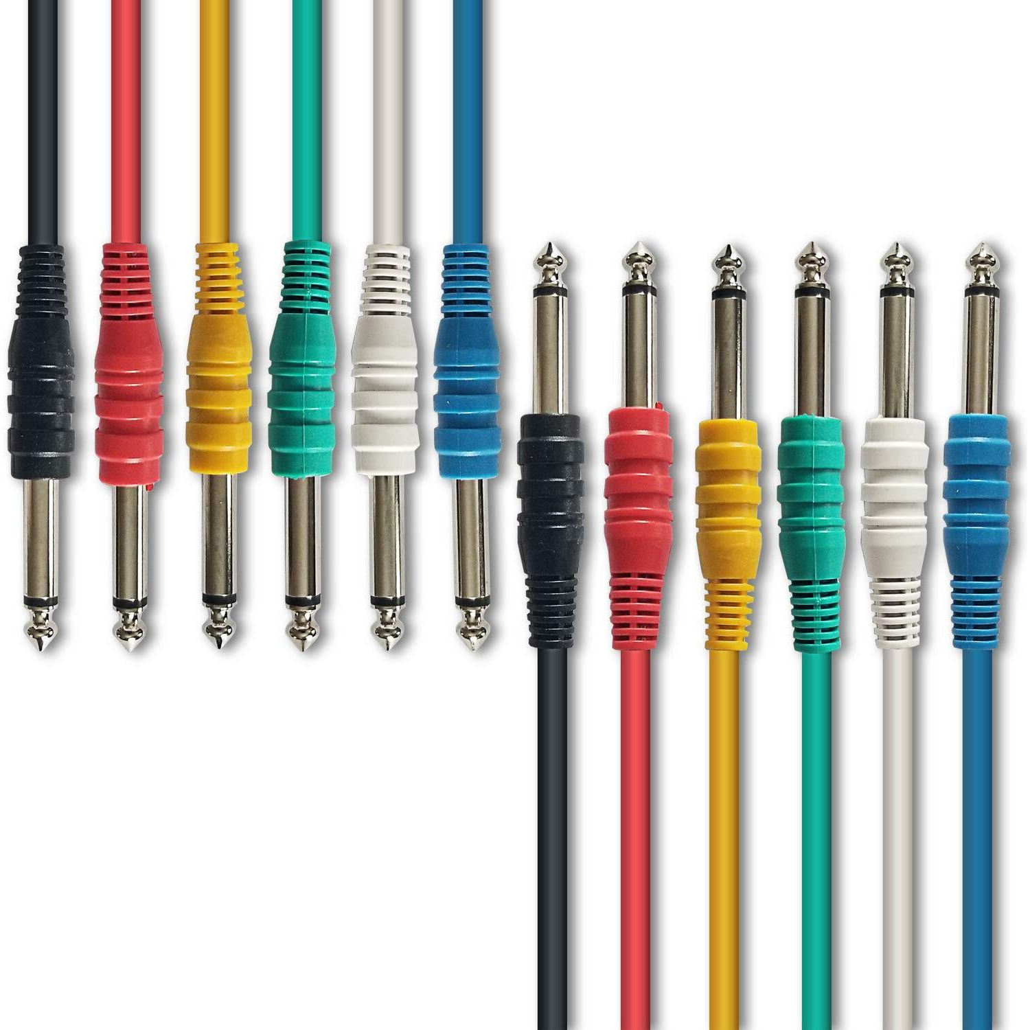 Axcessables 1/4 (6.35Mm) Ts To 1/4 (6.35Mm) Ts Unbalanced Mono Multi-Color Patch Cables 6 Pack (3Ft) Outboard Gear & Patchbay Studio Cables External Effects Digital Analog Effects