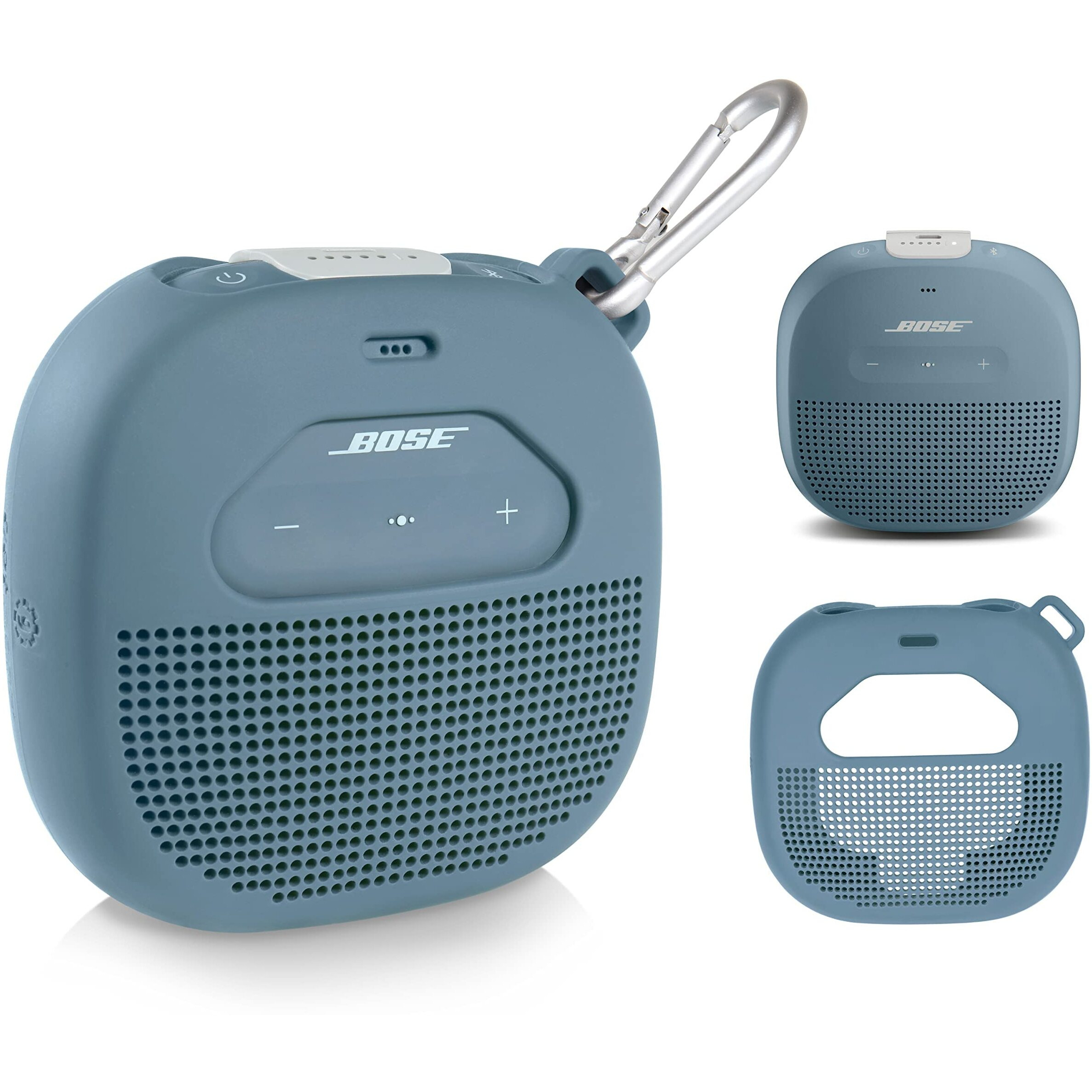 Feature Protective Case For Bose Soundlink Micro Bluetooth Speaker By Wgear, Featured Design With Mesh Pocket For Cable And Other Accessories, Elastic Strap To Secure Device (Stone Blue), Wg012299