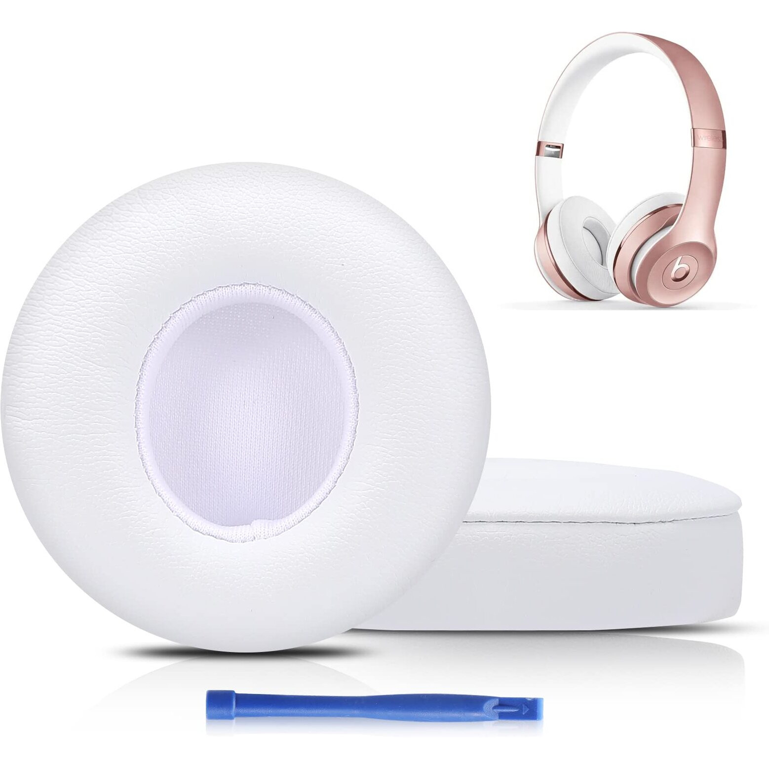 Damex Updated Thickened Solo Wireless 2/3 Replacement Ear Pads,Earpads For Beats Solo 2/3 Wireless Headphone (White)