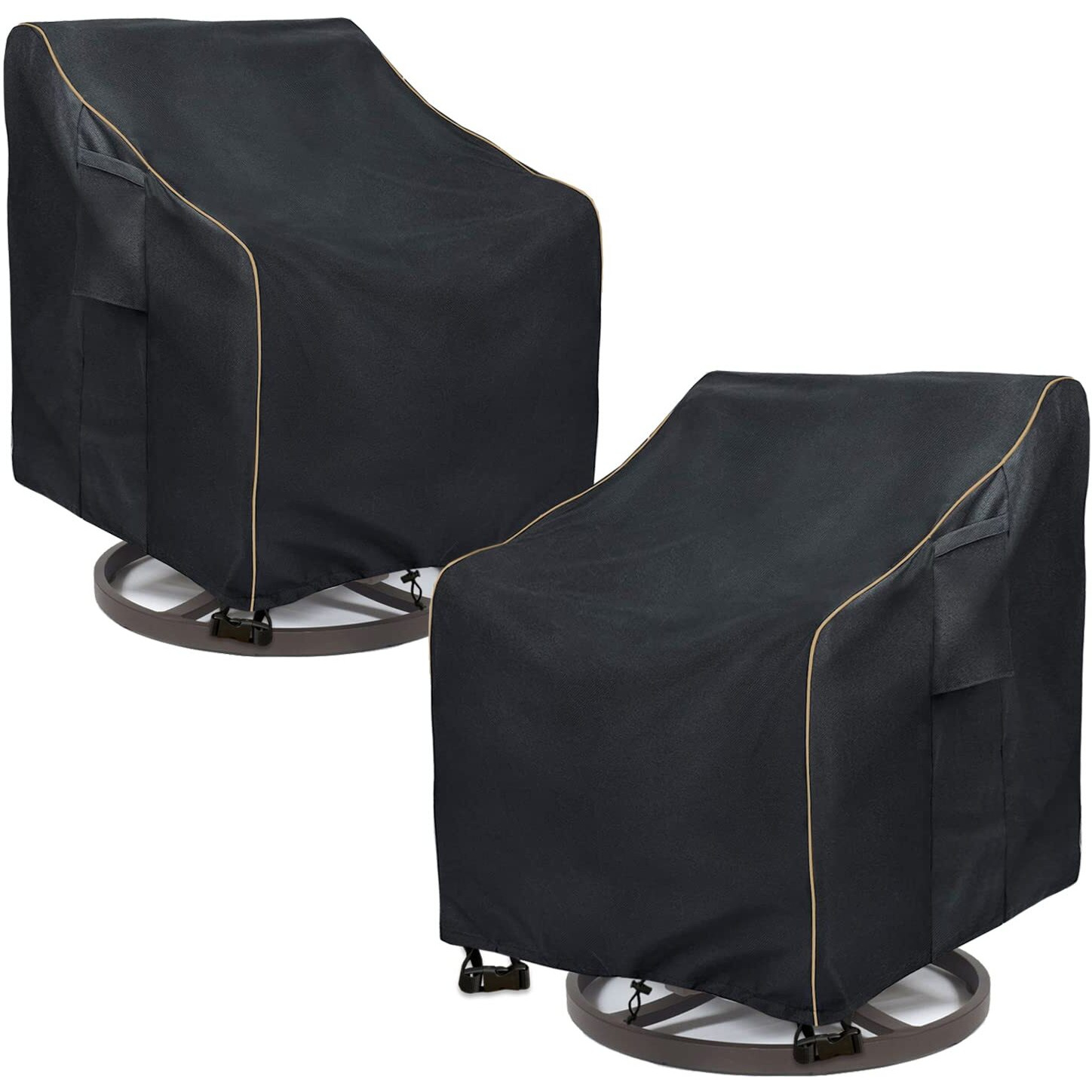 Lsongsky Outdoor Swivel Lounge Chair Cover 2 Pack,100% Waterproof Heavy Duty Outdoor Chair Covers,(33 W X 35 D X 38.5 H Inches) Patio Furniture Cover For Swivel Patio Lounge Chair,Black