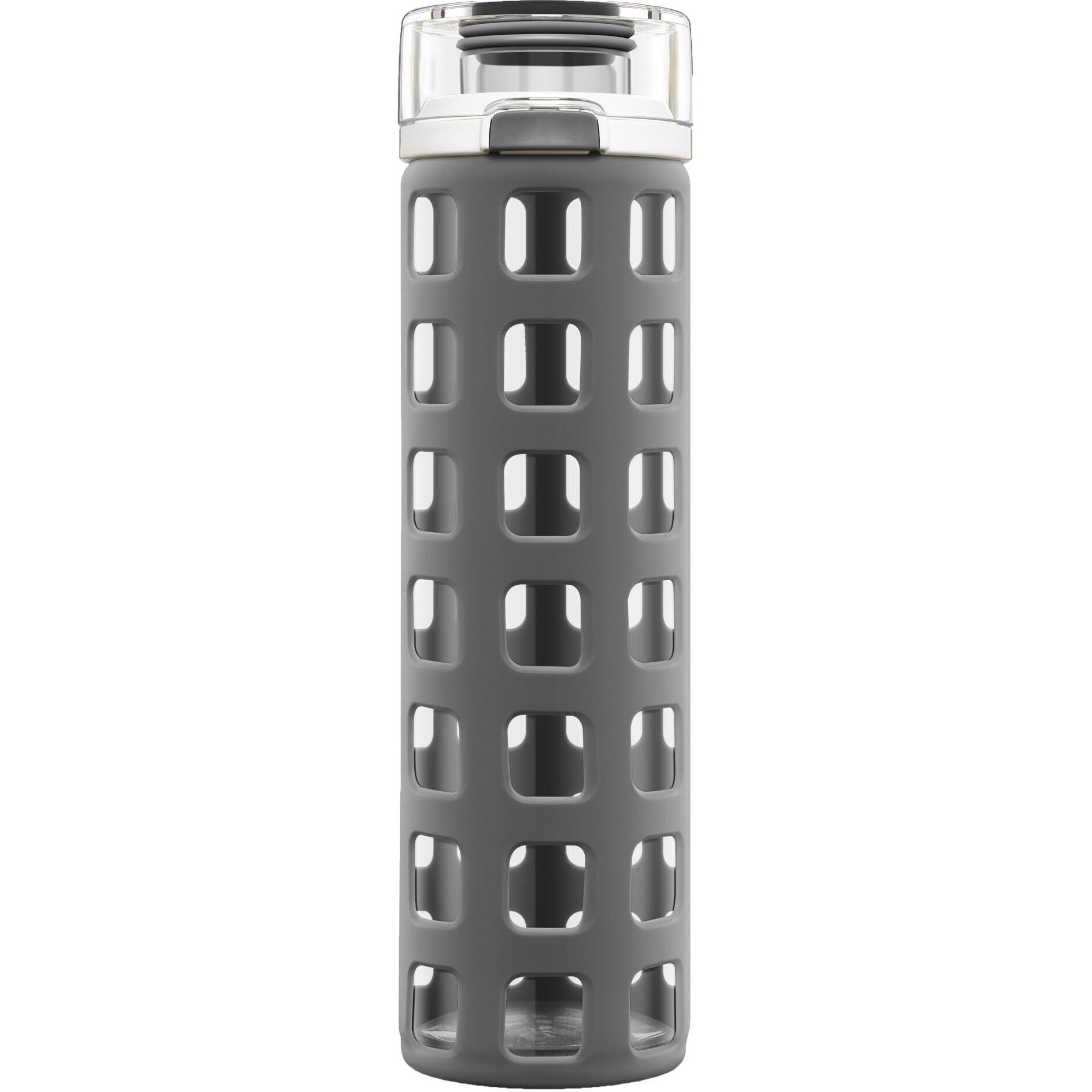 Ello Syndicate Glass Water Bottle With One-Touch Flip Lid, Grey , 20-Ounce