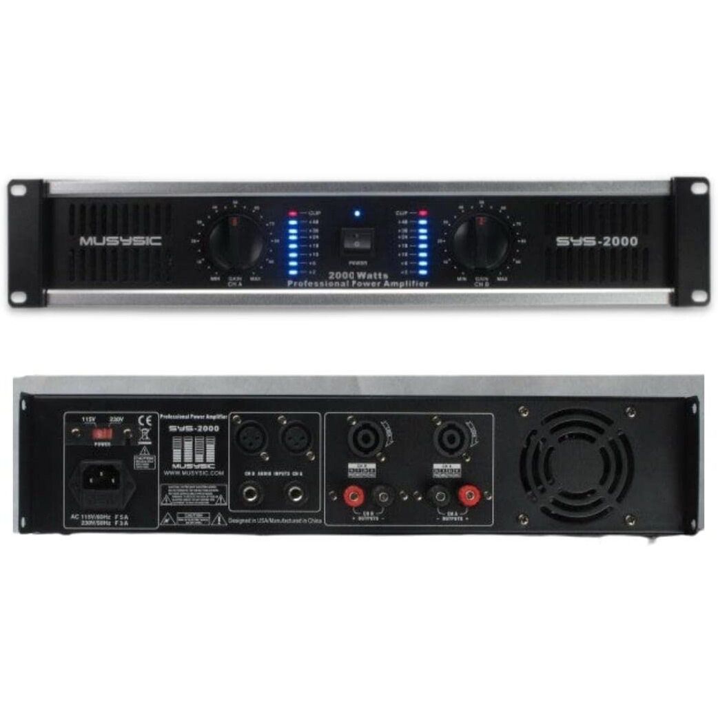 Musysic Sys-2000 High Power Amplifier - Dual Channel 2000 Watts Peak Output For Distortion Free And Clear Sound 2U Chassis Professional Power Amplifier With Atr Technology Xlr 1/4Inch Input For Speakers