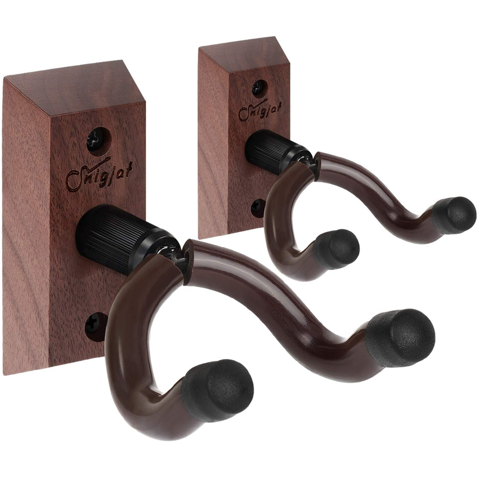 Snigjat Guitar Wall Hanger, 2 Pack Guitar Wall Mount, Guitar Hanger Wall Hook Holder Stand With Screws, Hardwood Guitar Wall Mount Hanger For Acoustic Electric Guitar Bass Banjo Mandolin