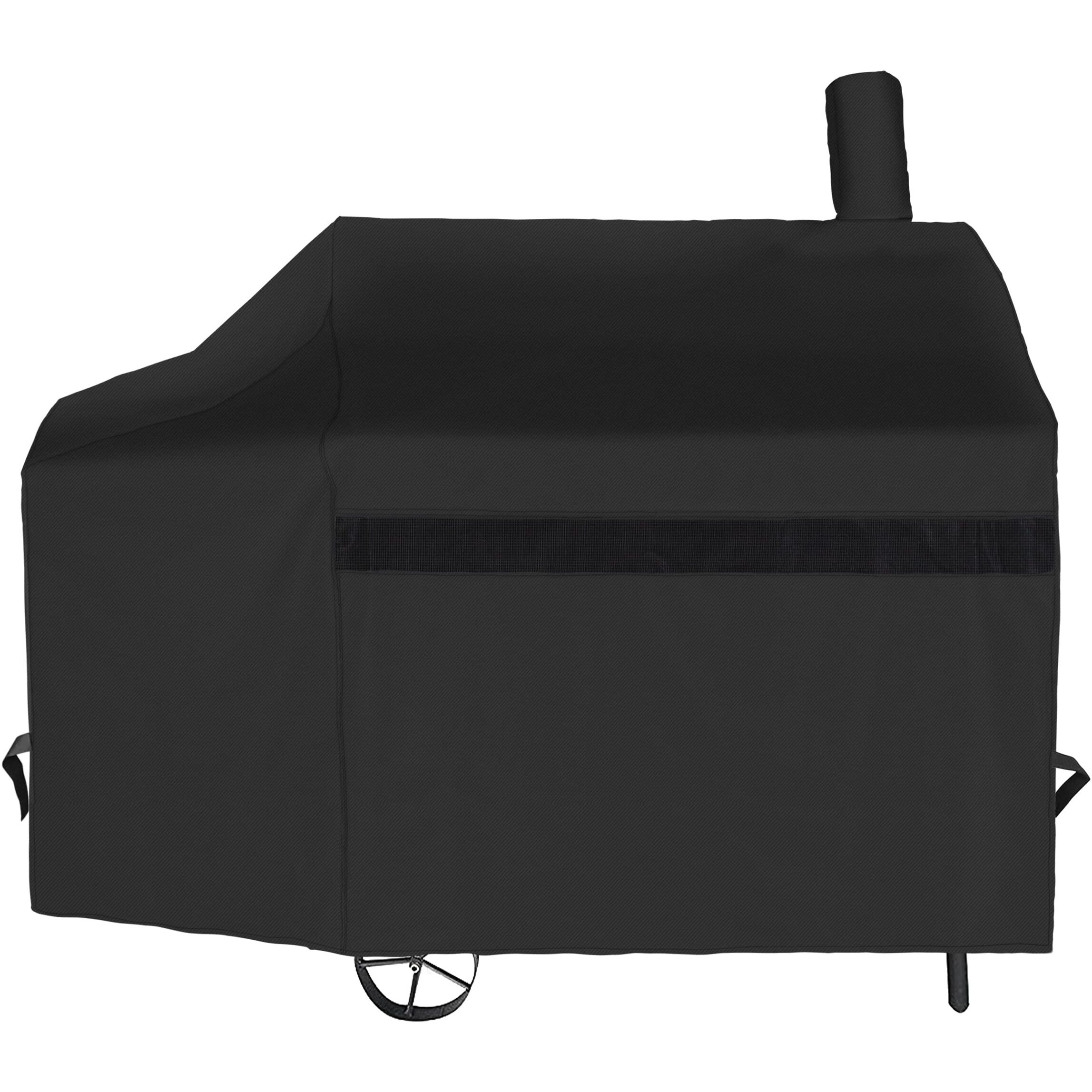 Nexcover Offset Smoker Cover - 60 Inch Waterproof Charcoal Grill Cover, Outdoor Heavy Duty Bbq Cover, Rip Resistant Smokestack Barbecue Cover For Brinkmann Char-Broil Weber Nexgrill, Black.