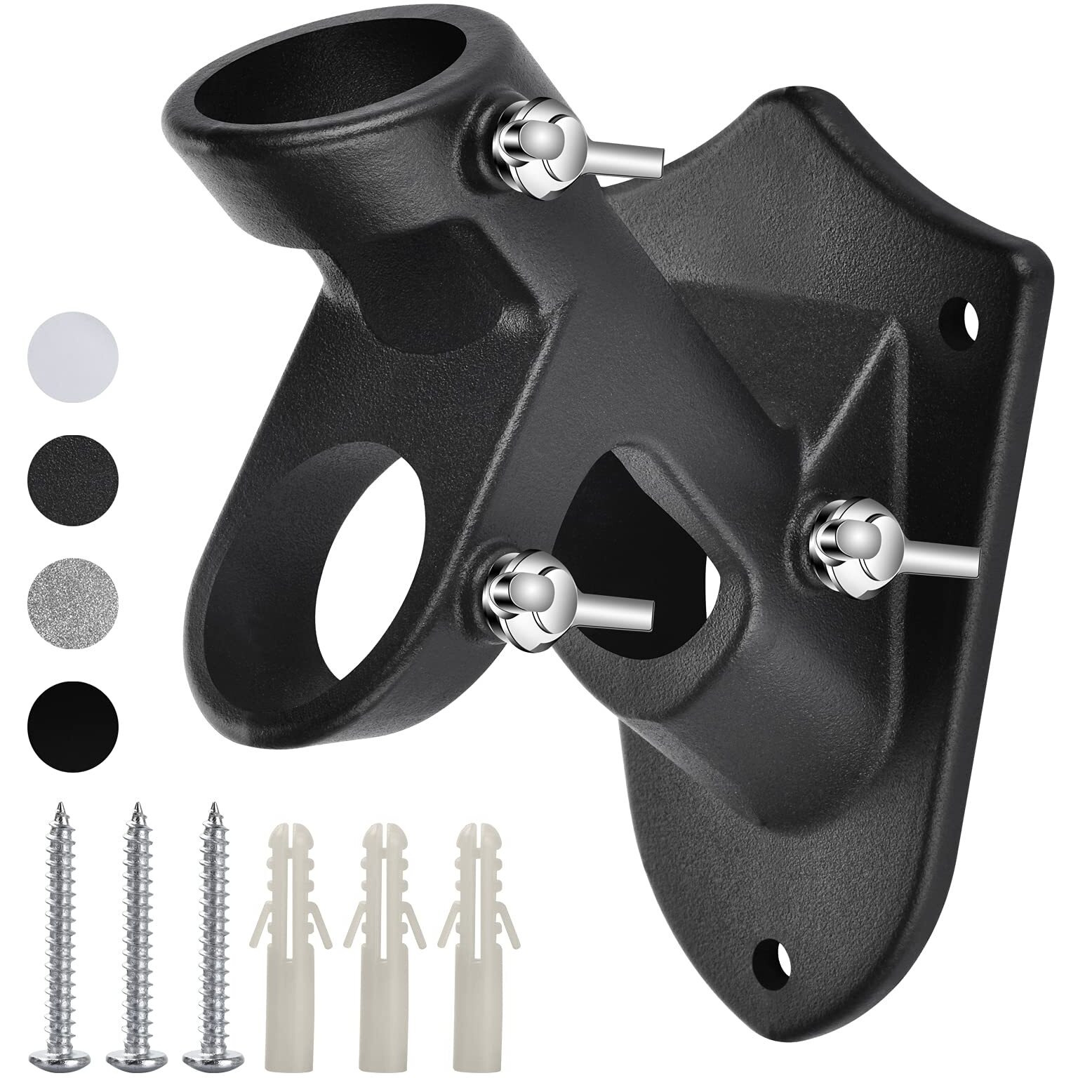 Flag Holder Bracket, 2 Position House Flag Pole Holders, Heavy Duty Aluminum Alloy - Stainless Steel Kit - Strong And Rust Proof - 1" Inner Diameter (Matte Black-1Pack)