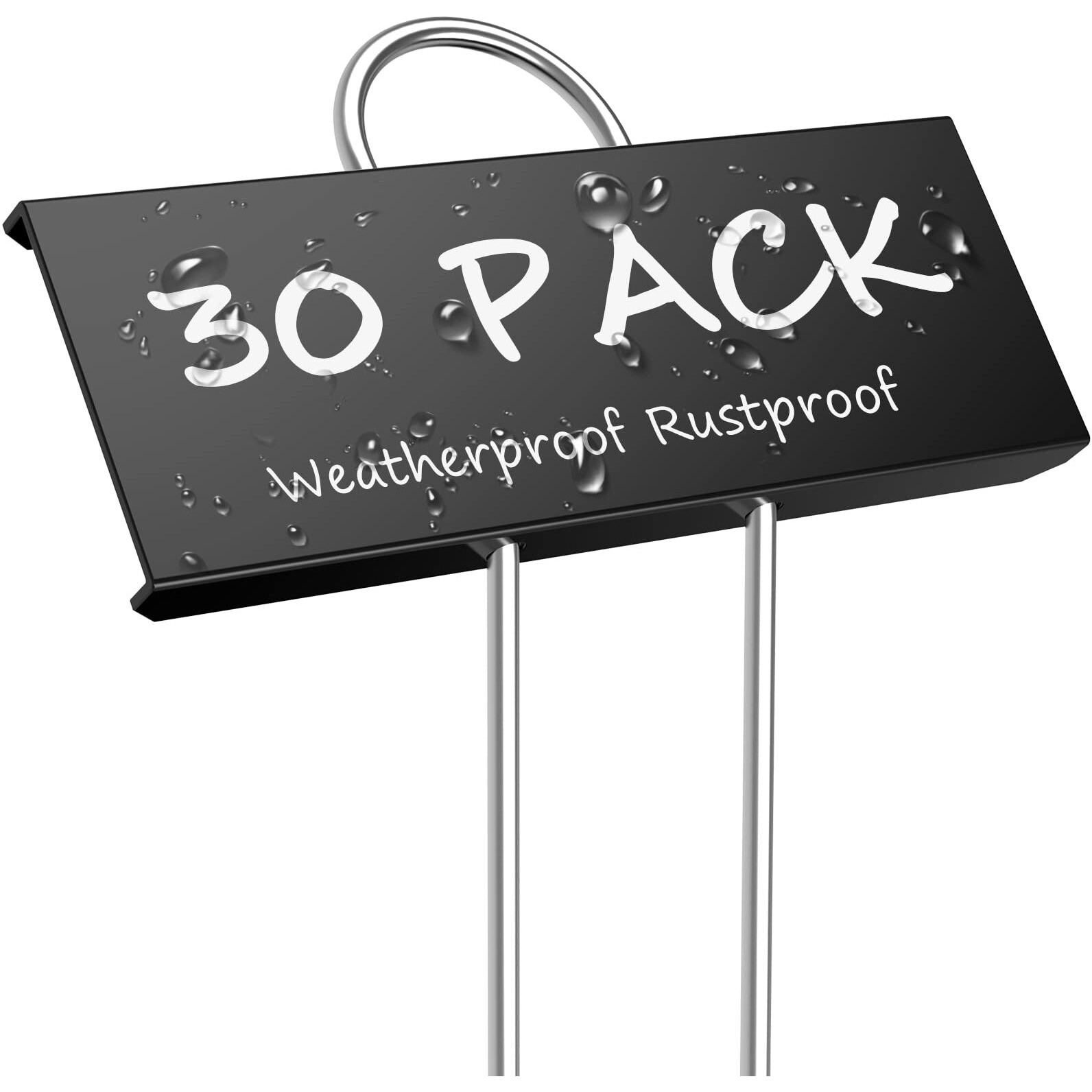 Startostar 30-Pack Metal Plant Labels Weatherproof Garden Markers,Height 10.6'', Label Area 3.5''X 1.2'' Reusable Nursery Tags For Vegetables Herb Flower Seed Greenhouse - Black