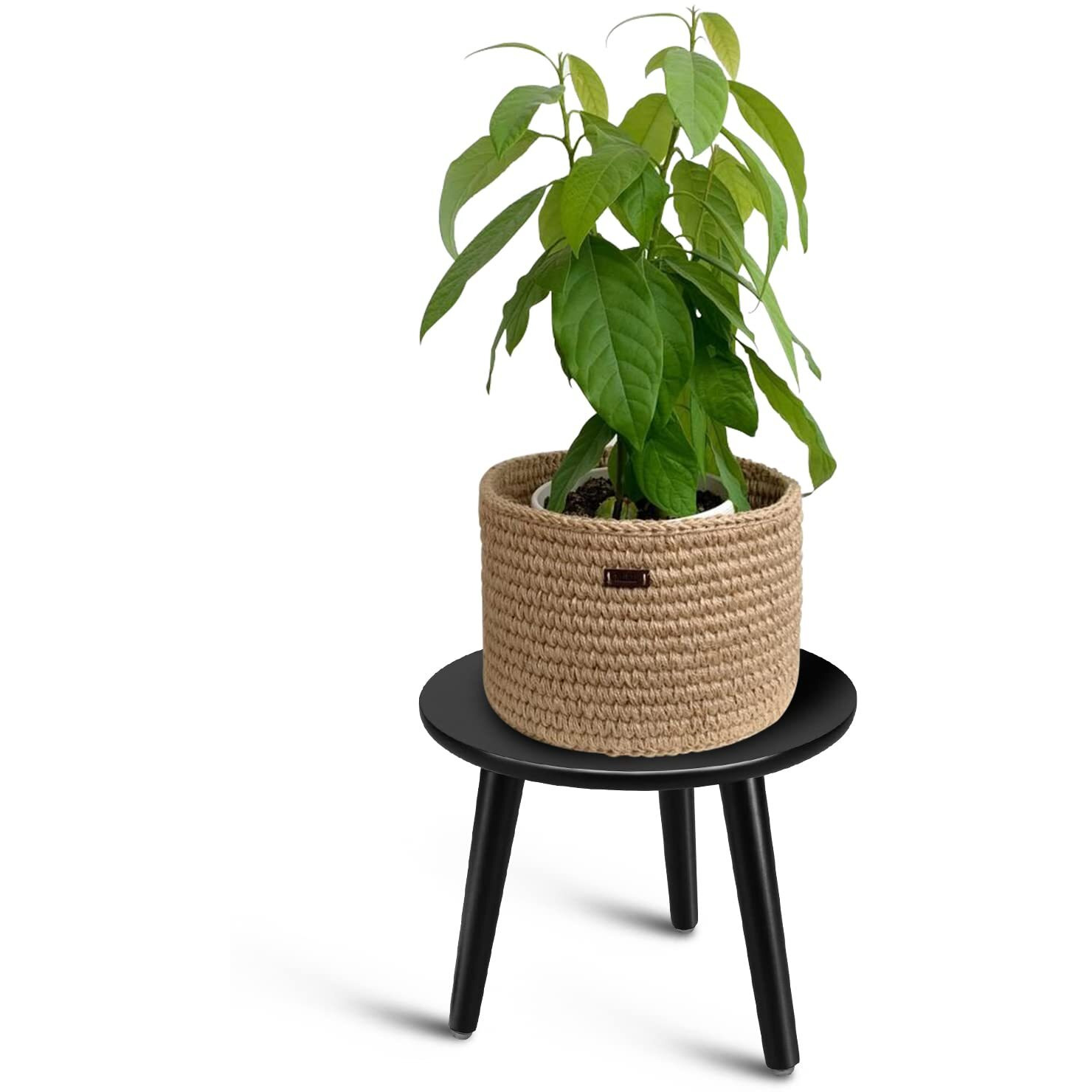 Uneedem Indoor Plant Stand Wood Mid Century Plant Stand For Indoor Plants, Modern Plant Table, 8.9" Tall Plant Holder For Flower Pots, Small Round Side Table, End Table