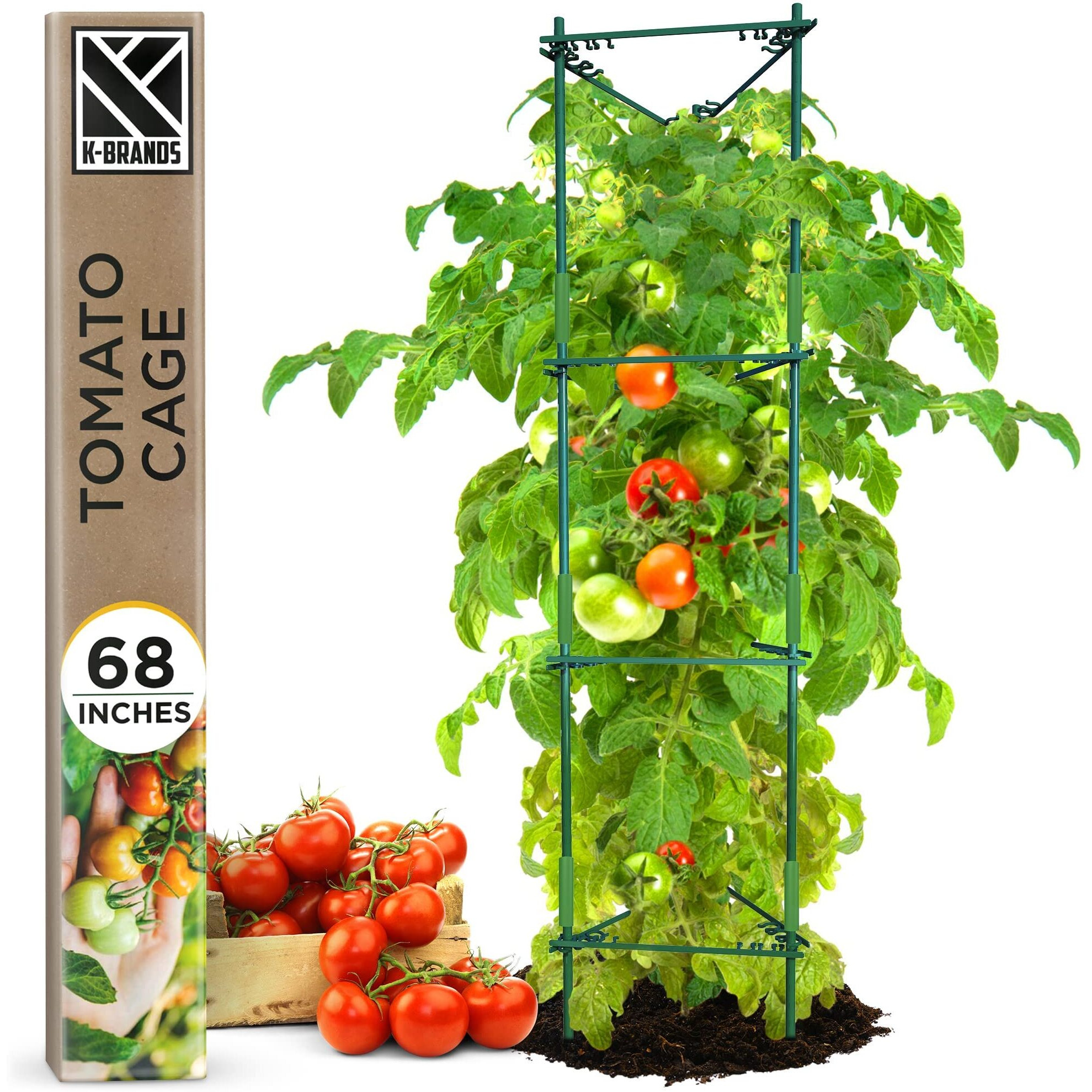 K-Brands Tomato Cage - Premium Tomato Plant Stakes Support Cages Trellis For Garden And Pots (Upto 68 Inches Tall)