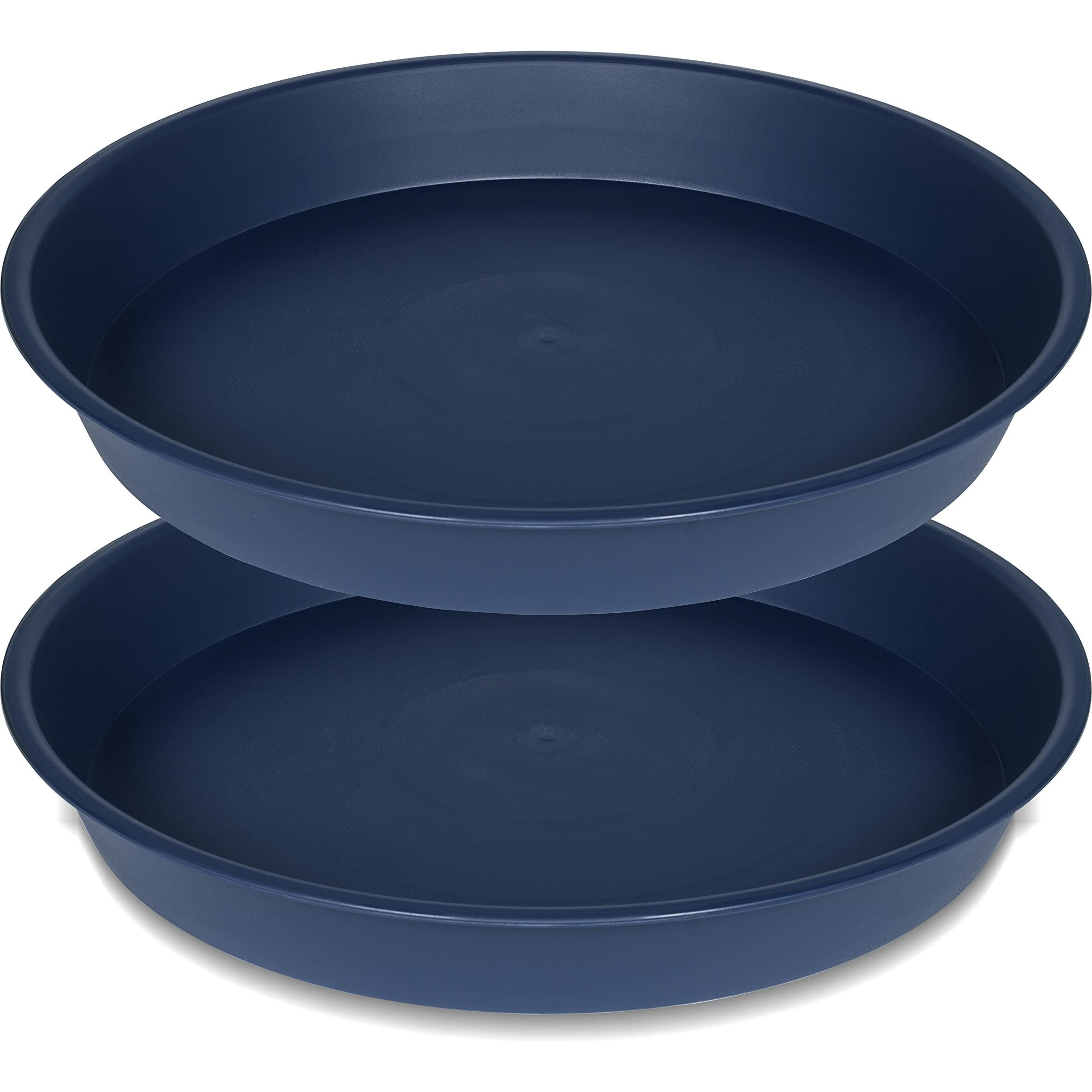 Bleuhome 2 Pack Of 18 19 Inch Plant Saucer Drip Tray (16.6 Inch Base), Heavy Duty Deep Plant Saucers For Pots, Plastic Flower Planter Water Trays For Indoors Outdoor (19", Blue)