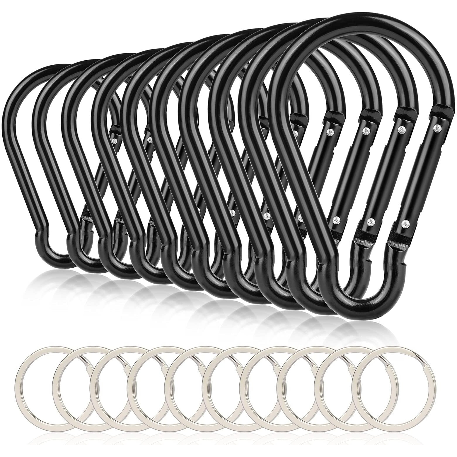 10Pcs 4&quot/10Cm Large Carabiner Clip,Strong Unlocking Caribeaner Keychain Pack For Backpack Hook, Light Duty Paracord Umbrella E Parachute Para Cord Accessoriesrop