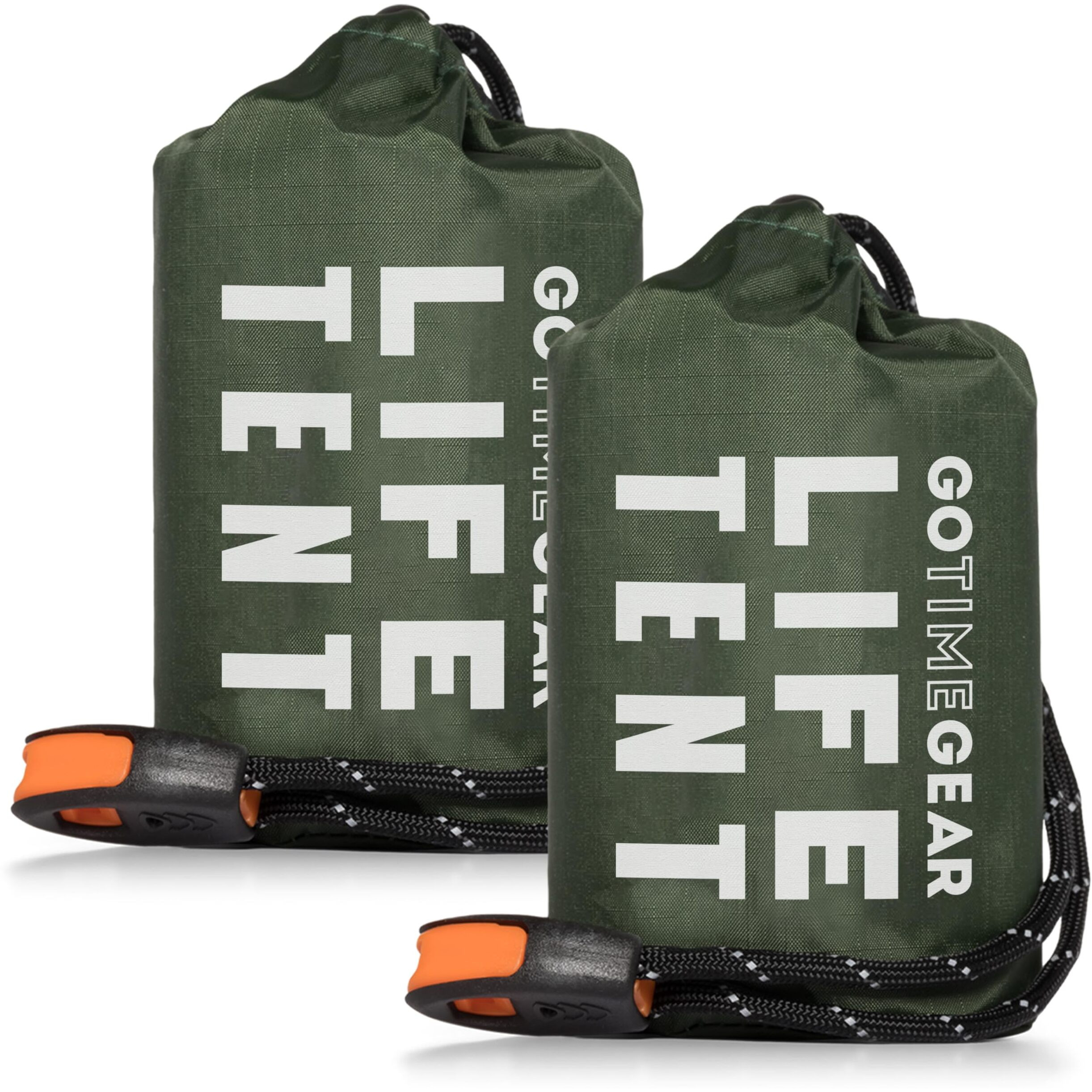 Go Time Gear Life Tent Emergency Survival Shelter - 2 Person Emergency Tent - Use As Survival Tent, Emergency Shelter, Tube Tent, Survival Tarp - Green 2 Pack