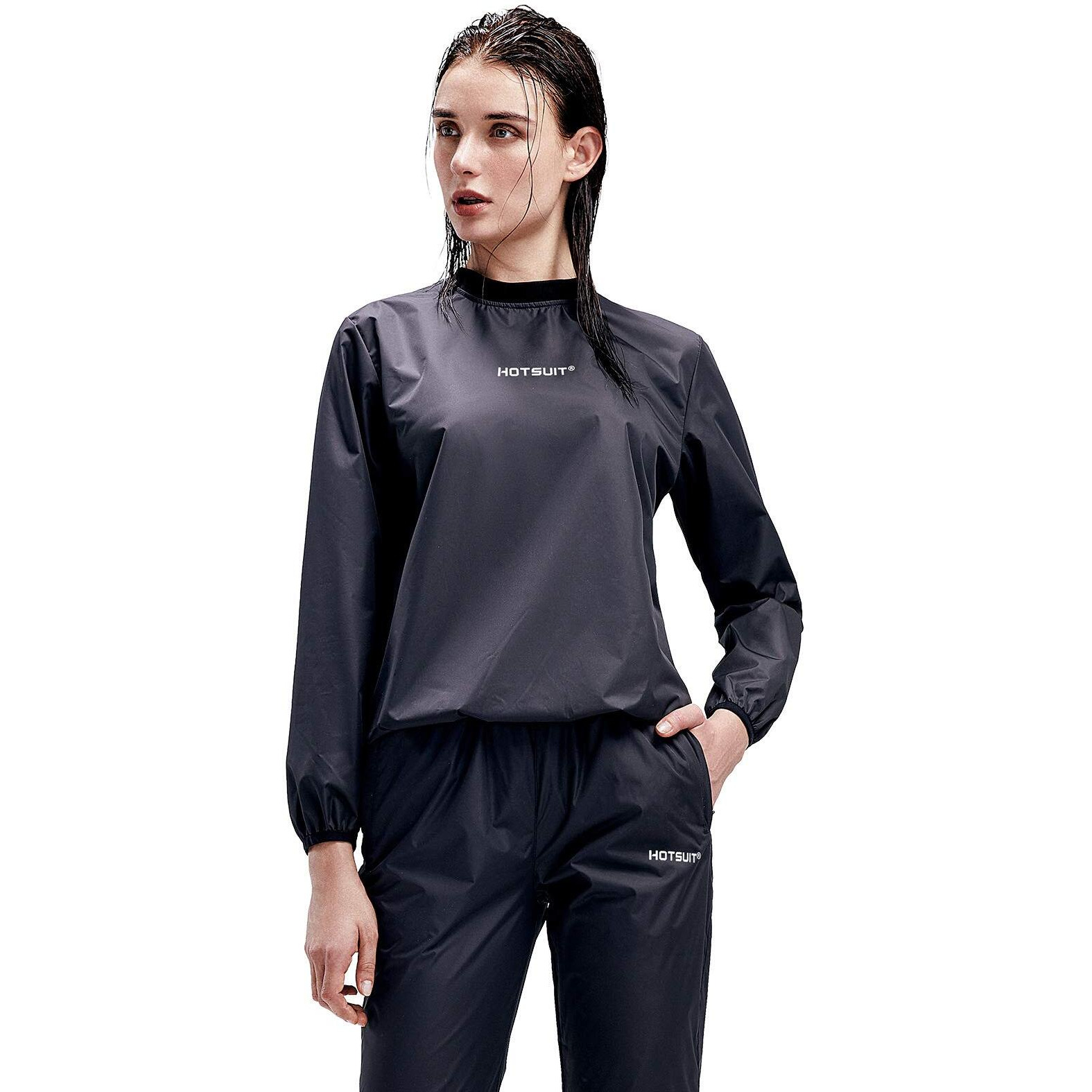 Hotsuit Sauna Suit Women Durable Gym Workout Sauna Jacket Pants Sweat Suits, Black, Xl