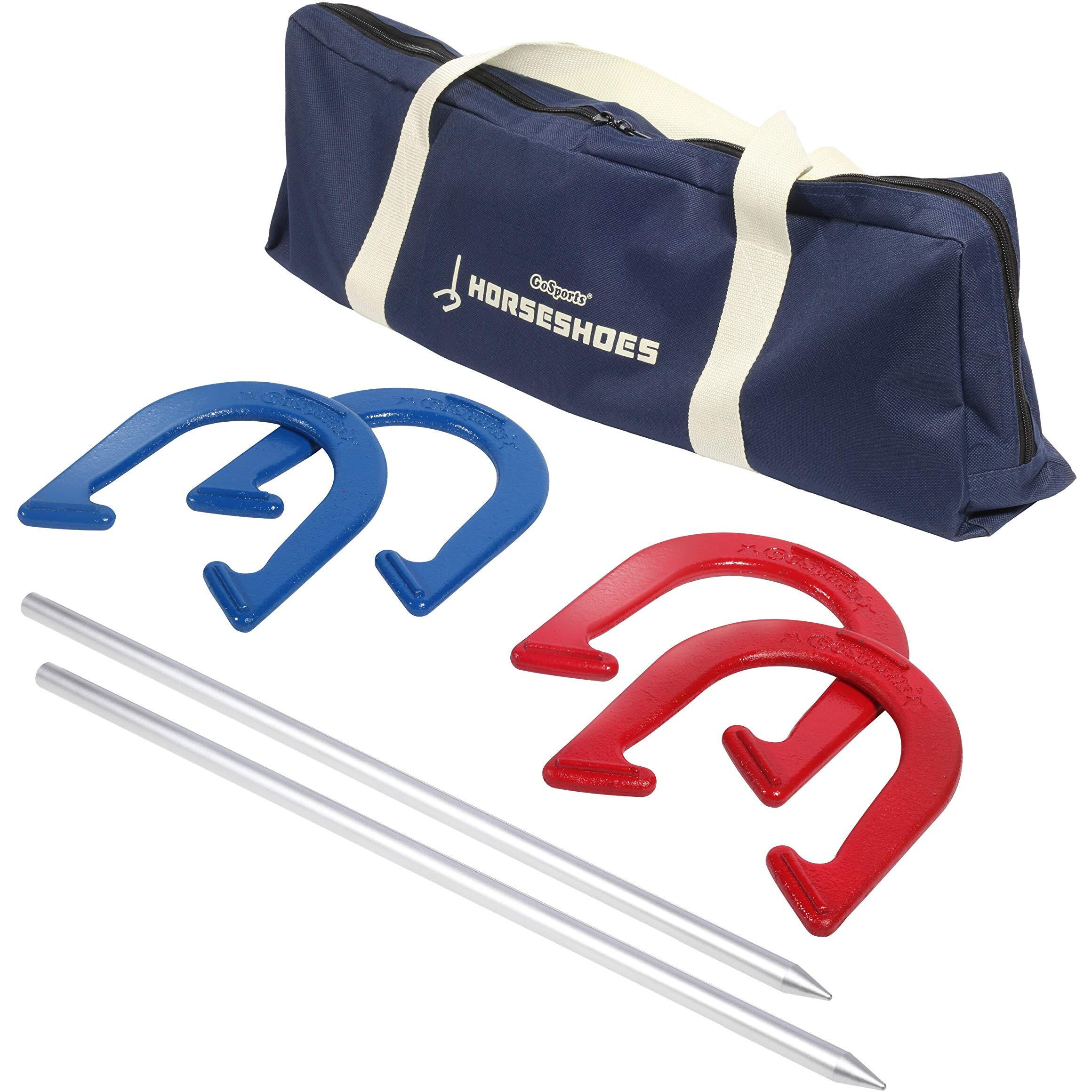 Gosports Steel Horseshoes Game Set - Includes 4 Horseshoes, 2 Stakes And Carrying Case