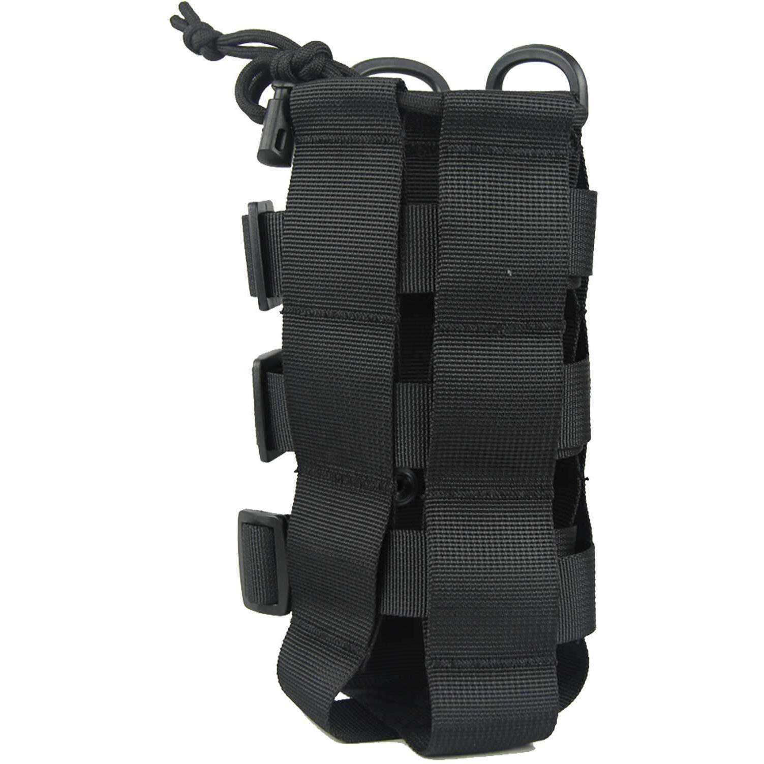 Patiosguard Tactical Water Bottle Pouch For Molle Systems, Adjustable Outdoor Sports Kettle Carrier Holder (Black)