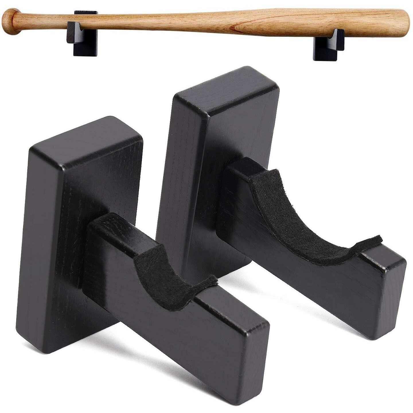 Tobwolf 2Pcs Baseball Bat Display Case, Baseball Bat Hanger Holder, Wall Mount Baseball Bat Horizontal Rack, Baseball Bat Bracket - Black