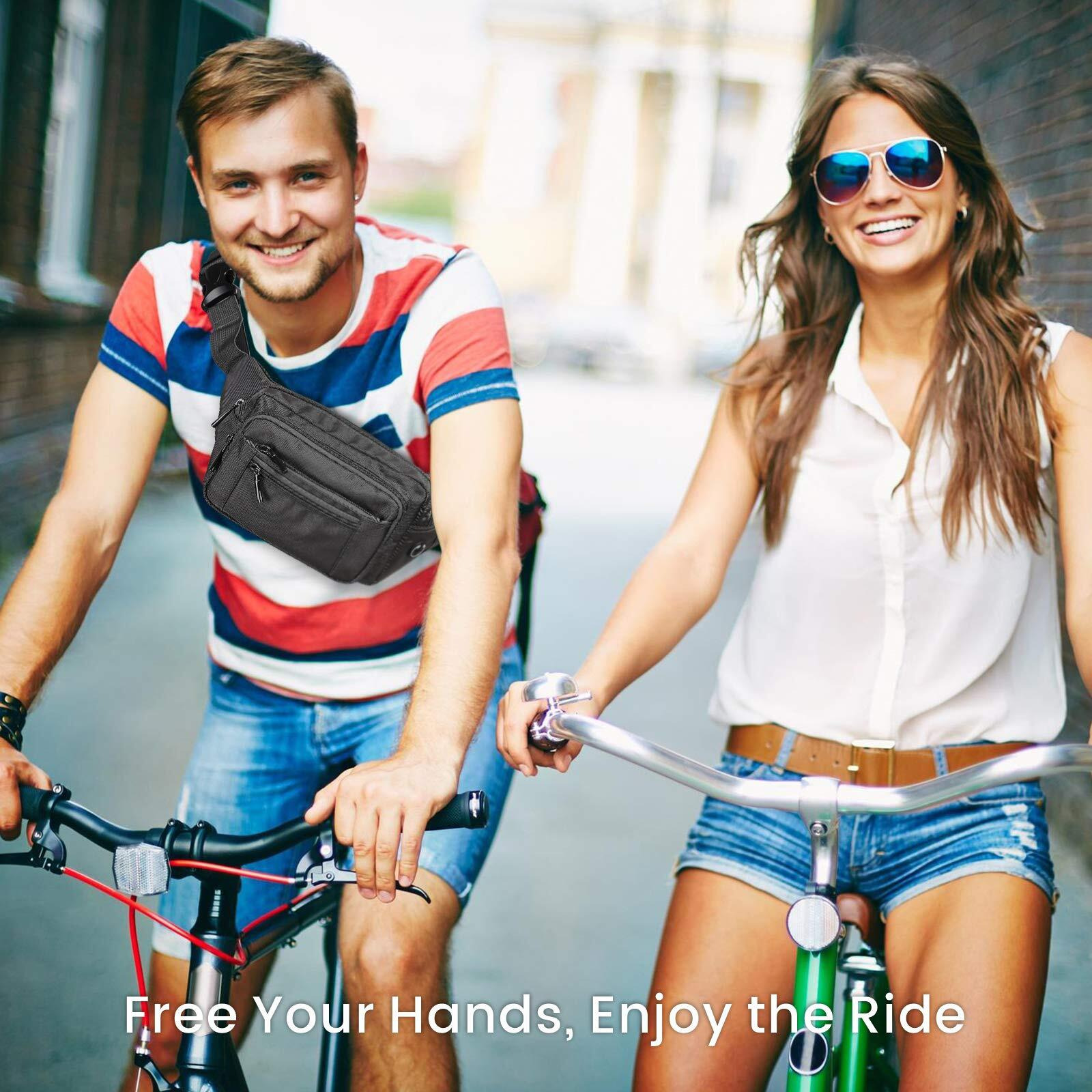 Fanny Pack For Women Men - Packism 6 Zipper Pockets Fashionable Sport Waist Pack Bag Travel Hiking Running Hip Bum Bag For Outdoors, Black