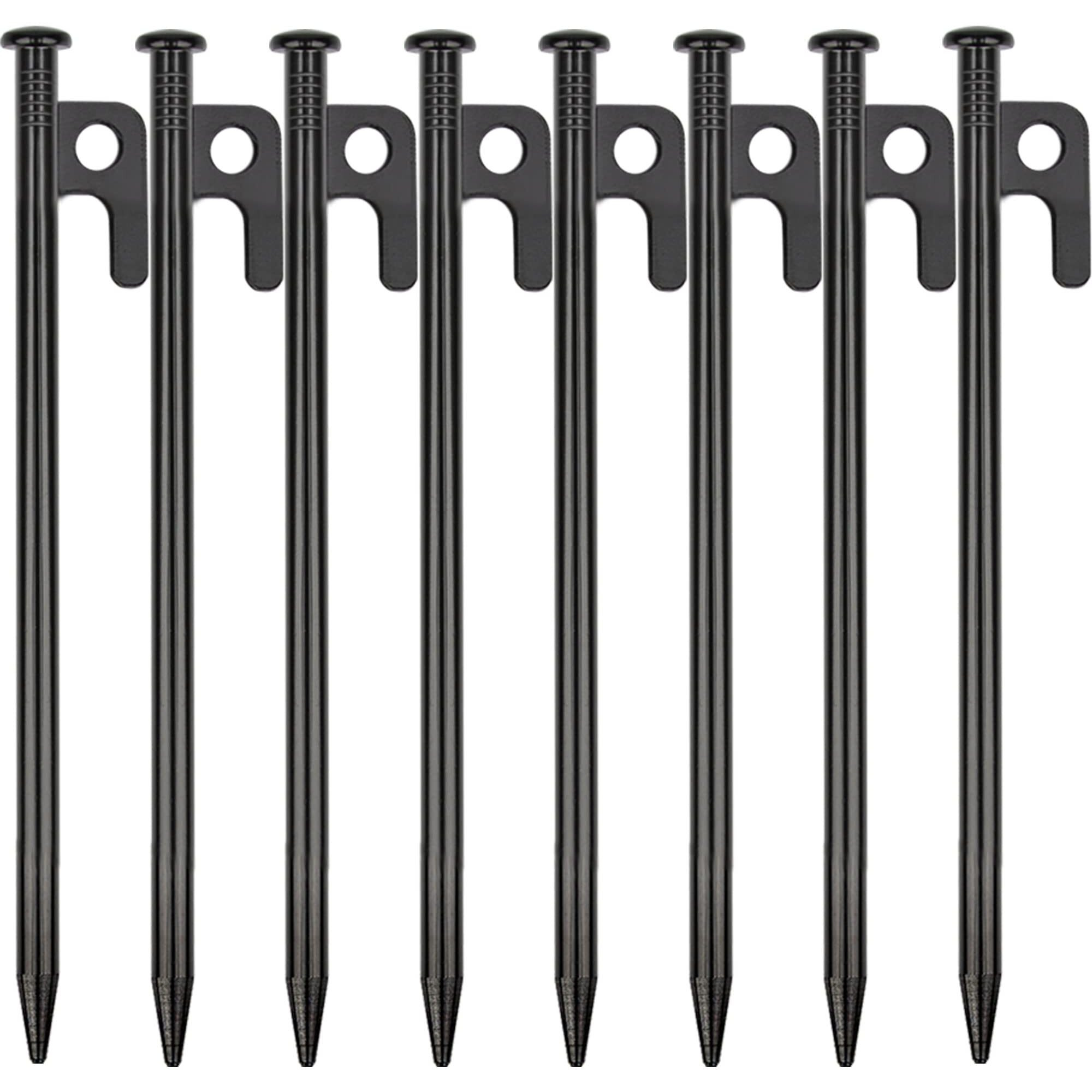 8 Pack Tent Stakes Heavy Duty Metal Tent Pegs For Camping Steel Tent Stakes 8 Inch Unbreakable And Inflexible
