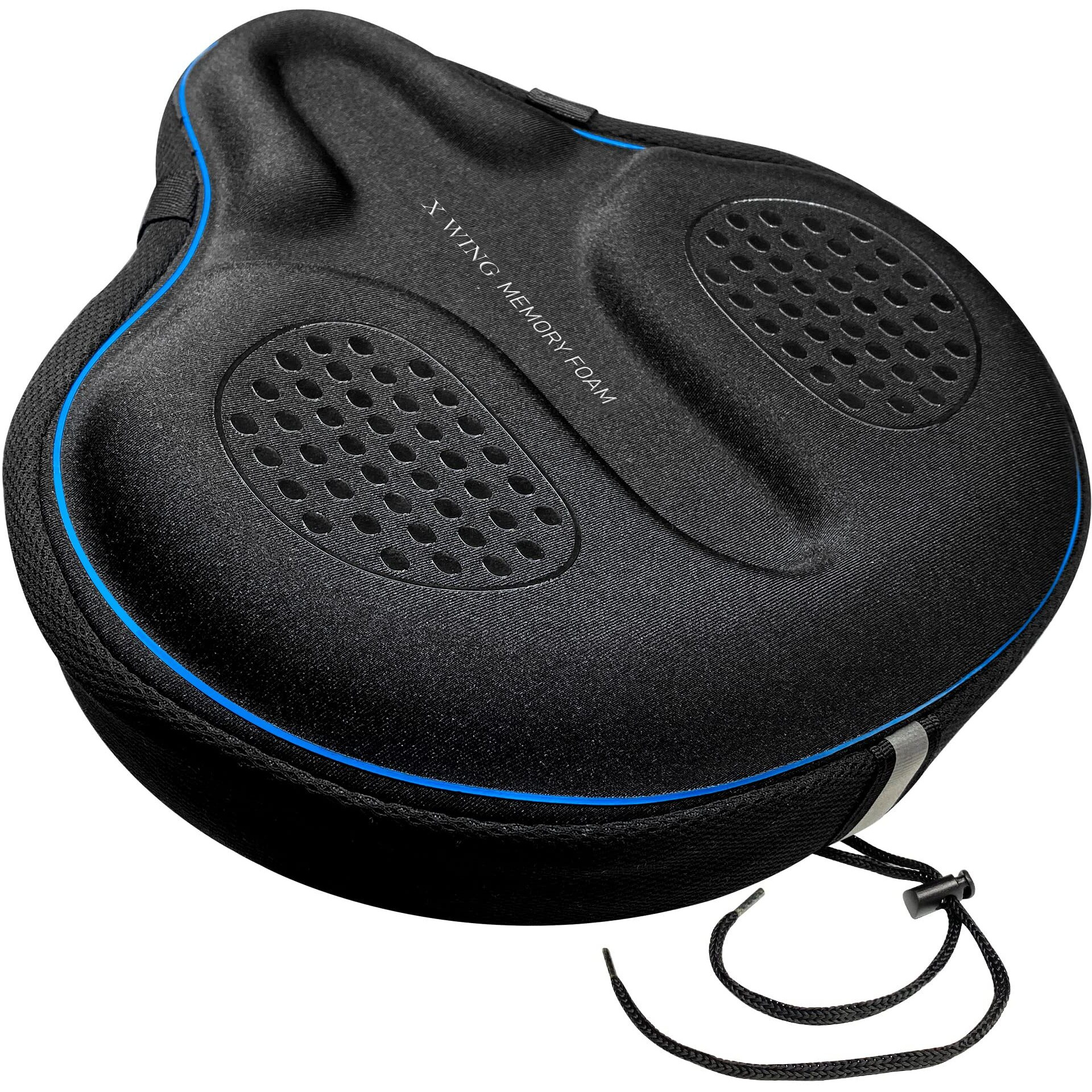 X Wing Wide Bike Seat Cover Padded With Memory Foam  Ideal Bicycle Saddle Cover For Men And Women  Ultra-Soft Cushion, Non-Slip & Easy Installation  Fit For Exercise Bike, Indoor & Outdoor Cycling