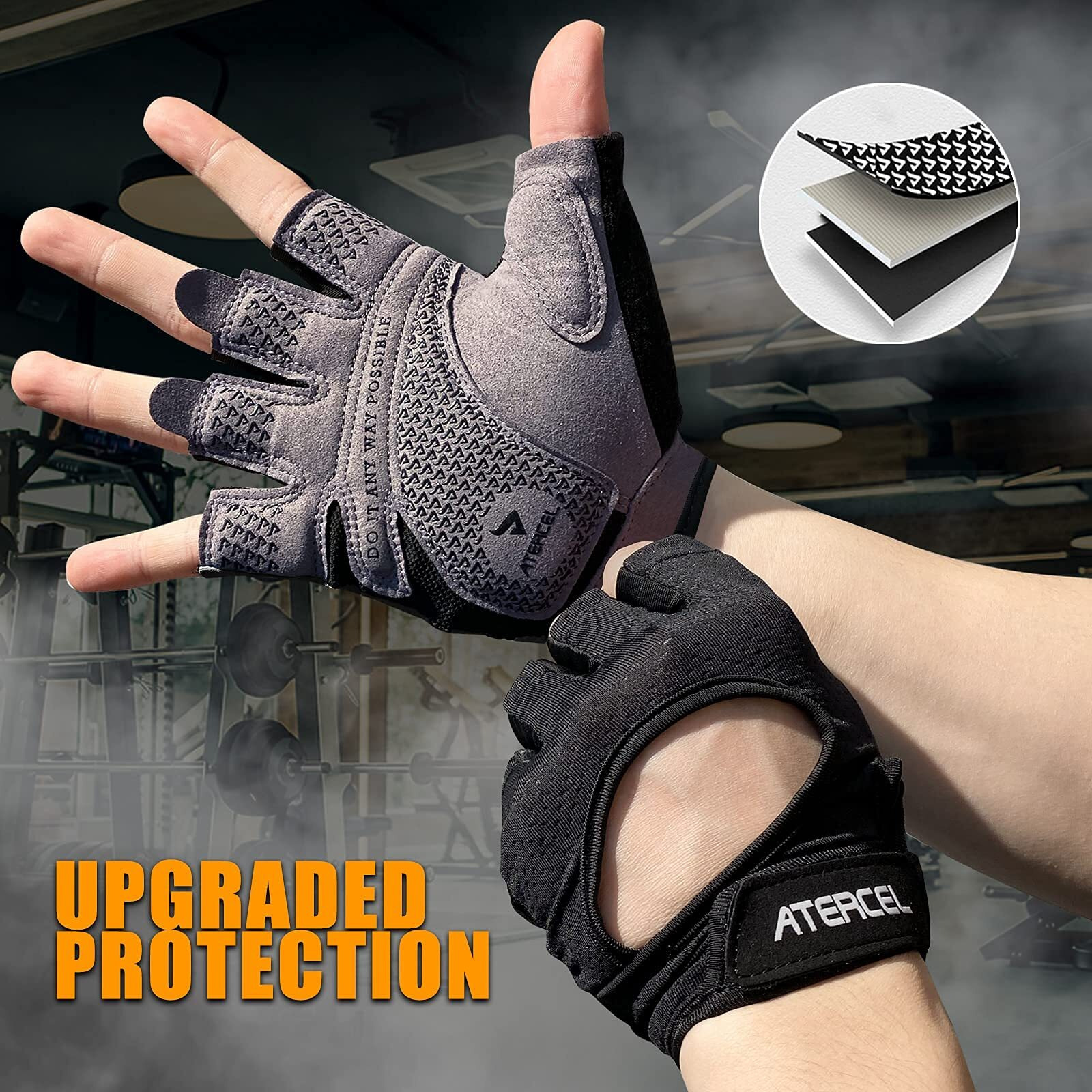 Atercel Weight Lifting Gloves Full Palm Protection, Workout Gloves For Gym, Cycling, Exercise, Breathable, Super Lightweight For Men And Women(Gray, S)