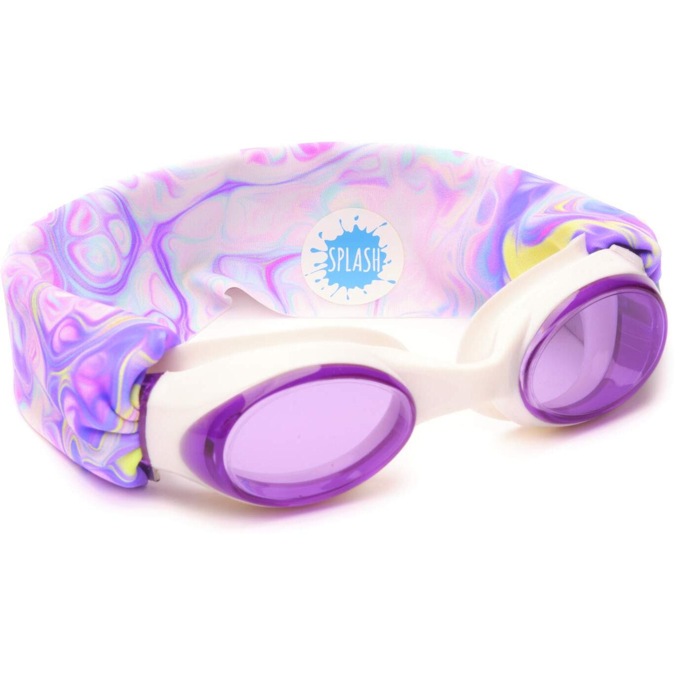 Splash Swim Goggles With Fabric Strap - Pastel Swirl  Fun, Fashionable, Comfortable - Adult & Kids Swim Goggles