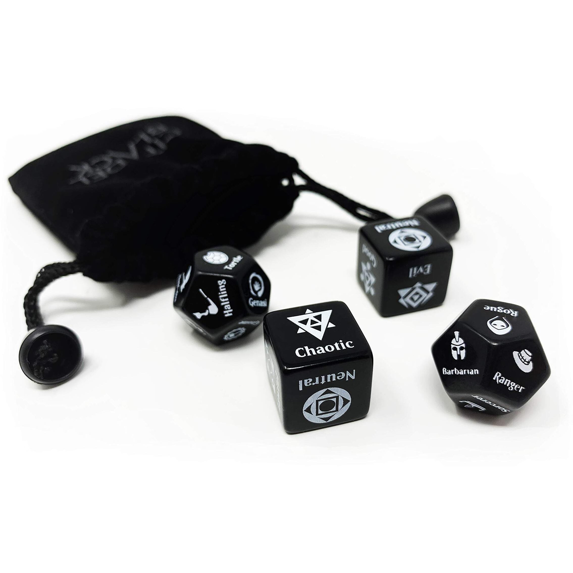 Citadel Black Character Randomizer Dice Set - Randomize Class, Race, & Alignment For Characters Or Npcs, Made For Dungeons And Dragons 5Th Edition & Other Tabletop Role-Playing Games