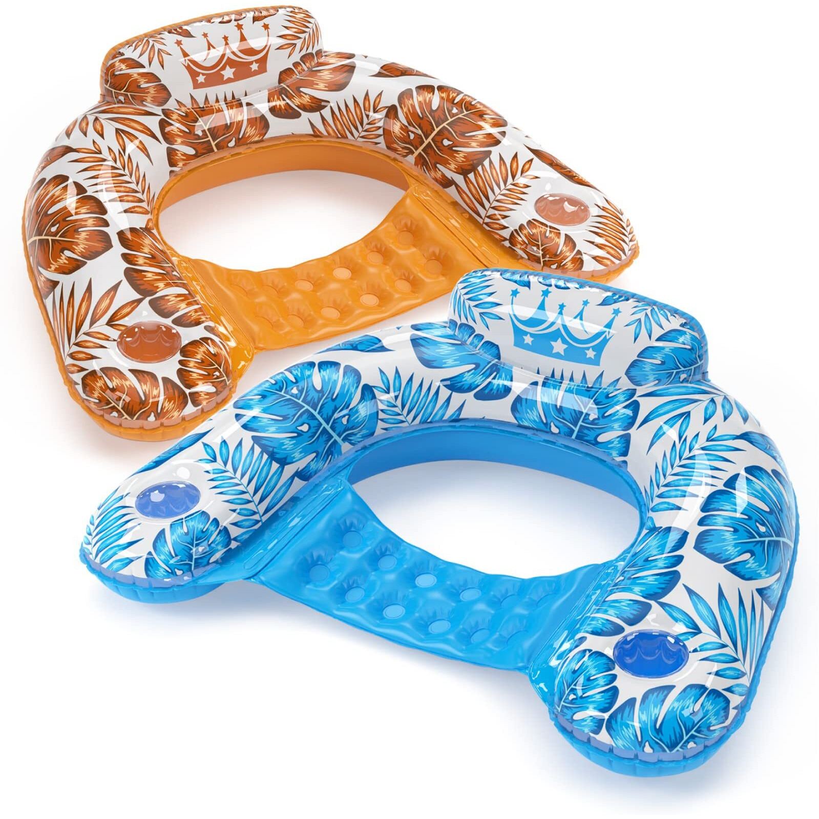 Jasonwell Inflatable Pool Float Chair - 2 Pack Floating Pool Chair Lounge Floats For Swimming Pool Water Chair Pool Lounger With Cup Holder Toy Party Floaties For Adults Xl