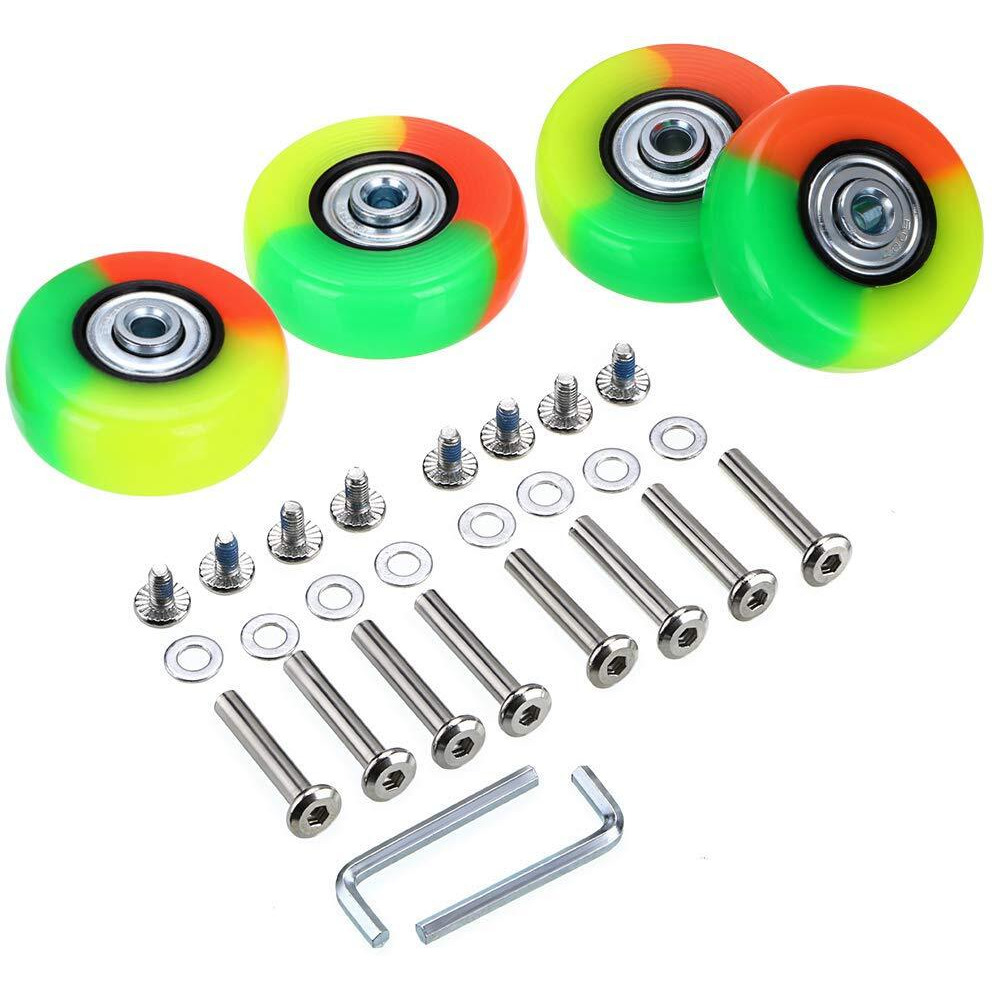 Ownmy 50 X 18Mm Set Of 4 Luggage Suitcase Replacement Wheels, Rubber Swivel Caster Wheels Bearings Repair Kits (Colorful)