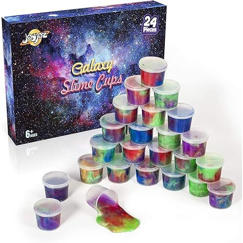 Joyjoz 24 Pieces Galaxy Slime, Party Favor For Kids Girls & Boys, Adults, Ages 6+ Non Sticky, Stress & Anxiety Relief, Wet, Super Soft Sludge Toy