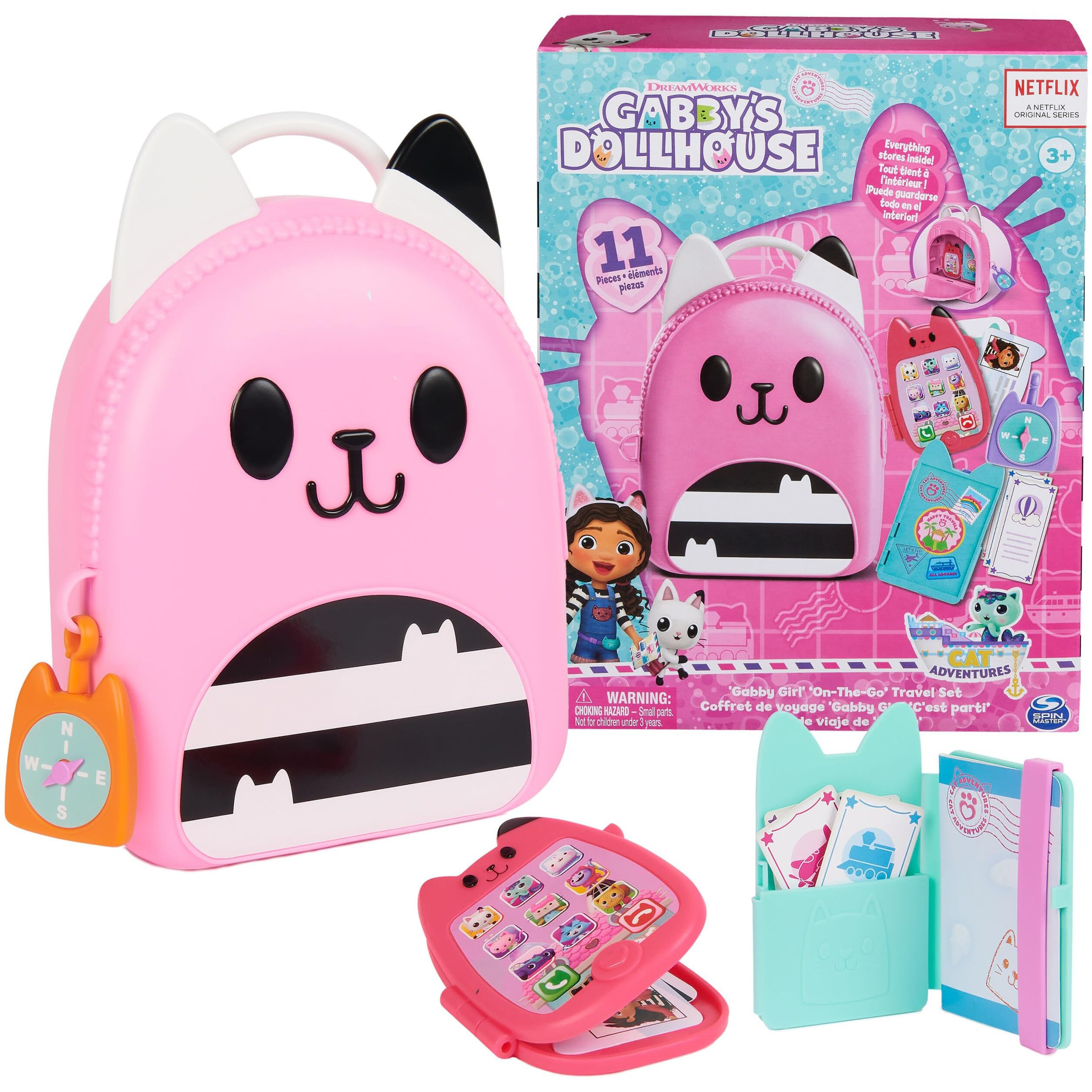 Gabby's Dollhouse, Gabby Girl On-The-Go Travel Set, Pretend Play Travel Toys, Toy Passport, Toy Phone And Compass Charm, Kids Toys For Girls & Boys 3+