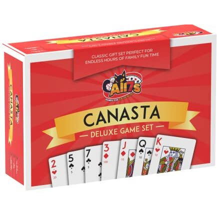 All7S Canasta Cards Game Set With Canasta Cards With Point Values On Cards, Canasta Playing Cards Score Pads And Canasta Card Holder Tray