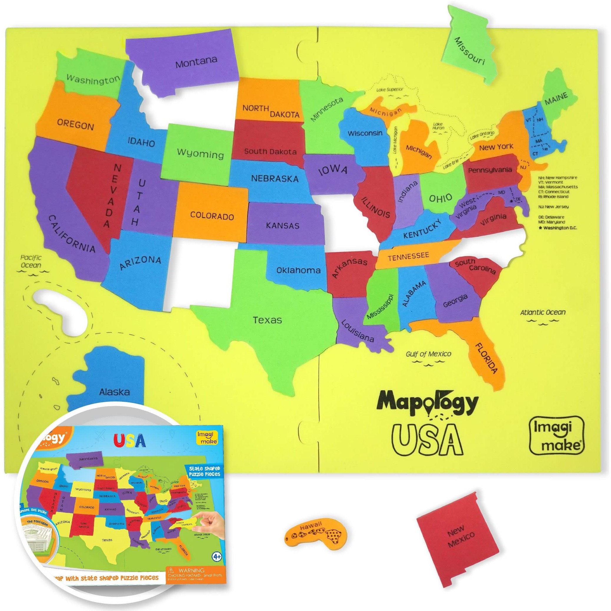 Imagimake Mapology United States Puzzle | Educational Toys For Kids 5-7 | Learn Usa States Along With Their Fun Facts | Puzzles For Kids Ages 4-8 | 6 Year Old Boy Gifts & Girl Gifts