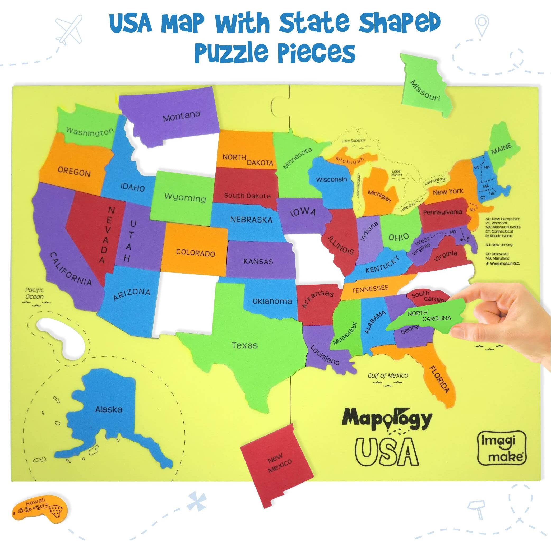 Imagimake Mapology United States Puzzle | Educational Toys For Kids 5-7 | Learn Usa States Along With Their Fun Facts | Puzzles For Kids Ages 4-8 | 6 Year Old Boy Gifts & Girl Gifts