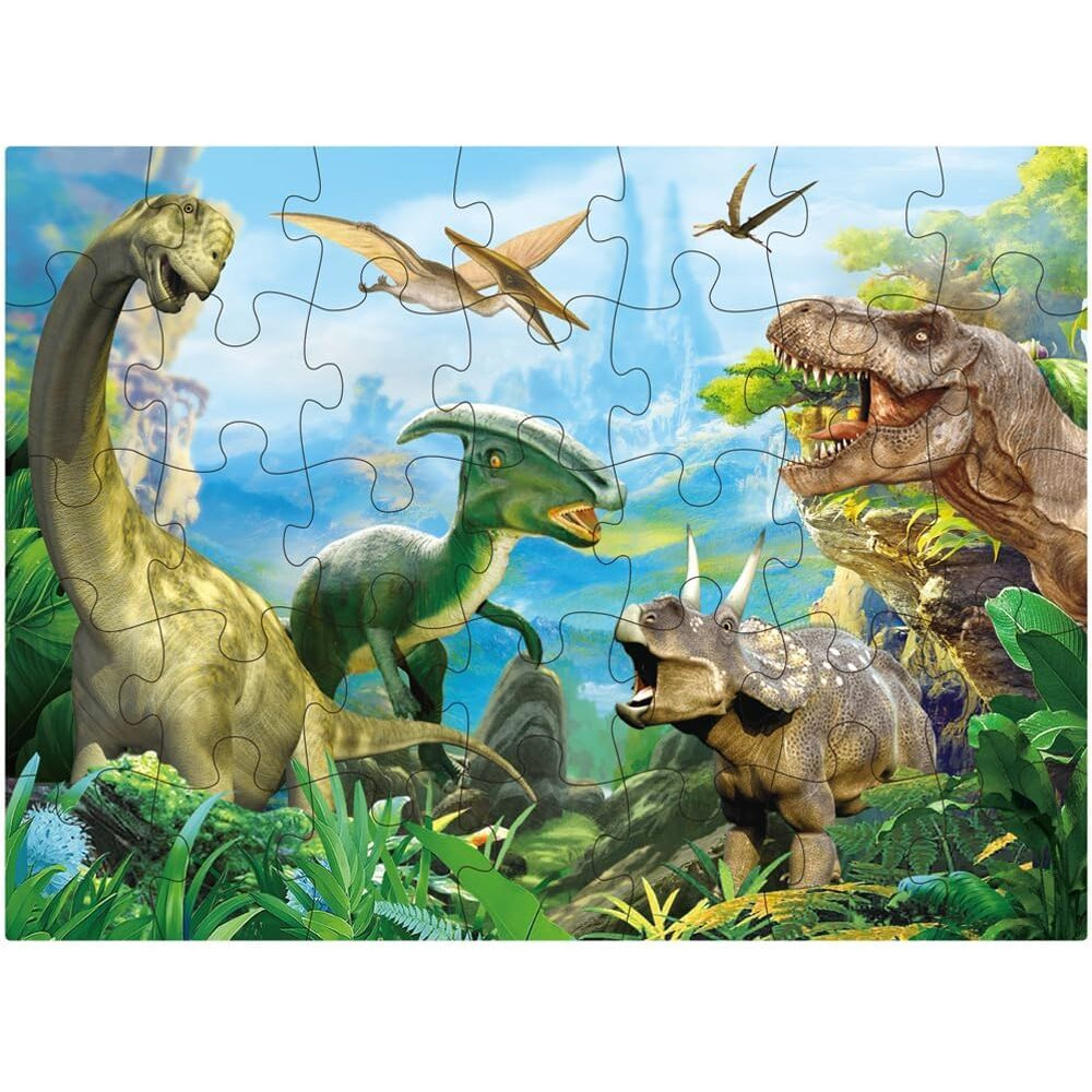Dinosaur Jigsaw Puzzle For Kids Age 3-5 4-8 Year Old, 35 Piece Jumbo Toddler Floor Puzzle For Kid Boy Girl Learning Educational Toy Gift Box