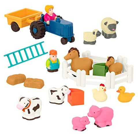 Battat - Farm Animals Play Set - 25 Farm Toys For Toddlers - Animals, Fences, Farmers, Tractor, Trailer & More - Little Farmers Playset - 18 Months + - Little Farmer's Playset