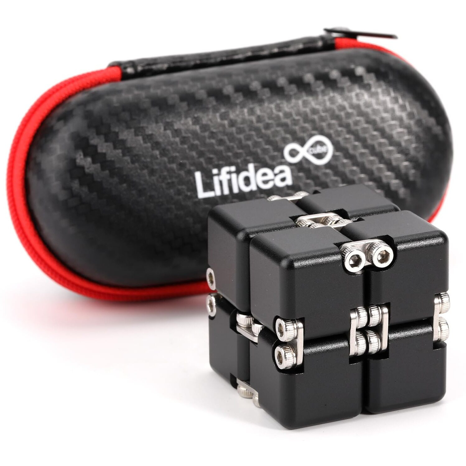 Lifidea Aluminum Alloy Metal Infinity Cube Fidget Cube (6 Colors) Handheld Fidget Toy Desk Toy With Cool Case Infinity Magic Cube Relieve Stress Anxiety Adhd Ocd For Kids And Adults (Black)
