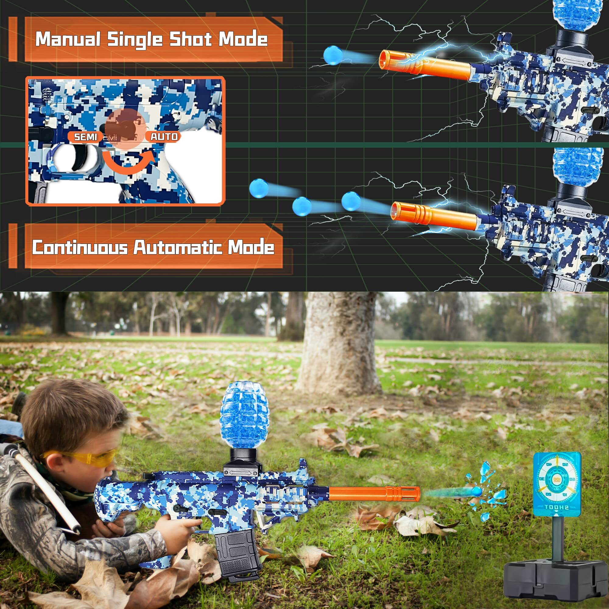 Electric Gel Ball Blaster Toy, Eco-Friendly Splatter Ball Blaster Automatic Toy, With 60000+ Gel Ball And Goggles, For Outdoor Activities - Team Game, Ages 12+, Blue