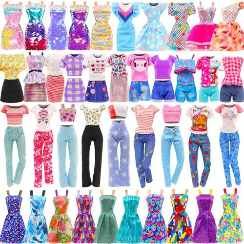 15 Set Doll Clothes For 11.5 Inch Doll Include 2 Sequins Dresses 6 Outfits Tops And Pant/Short/Skirts 7 Fashion Dresses For 11.5 Inch Fashion Dolls