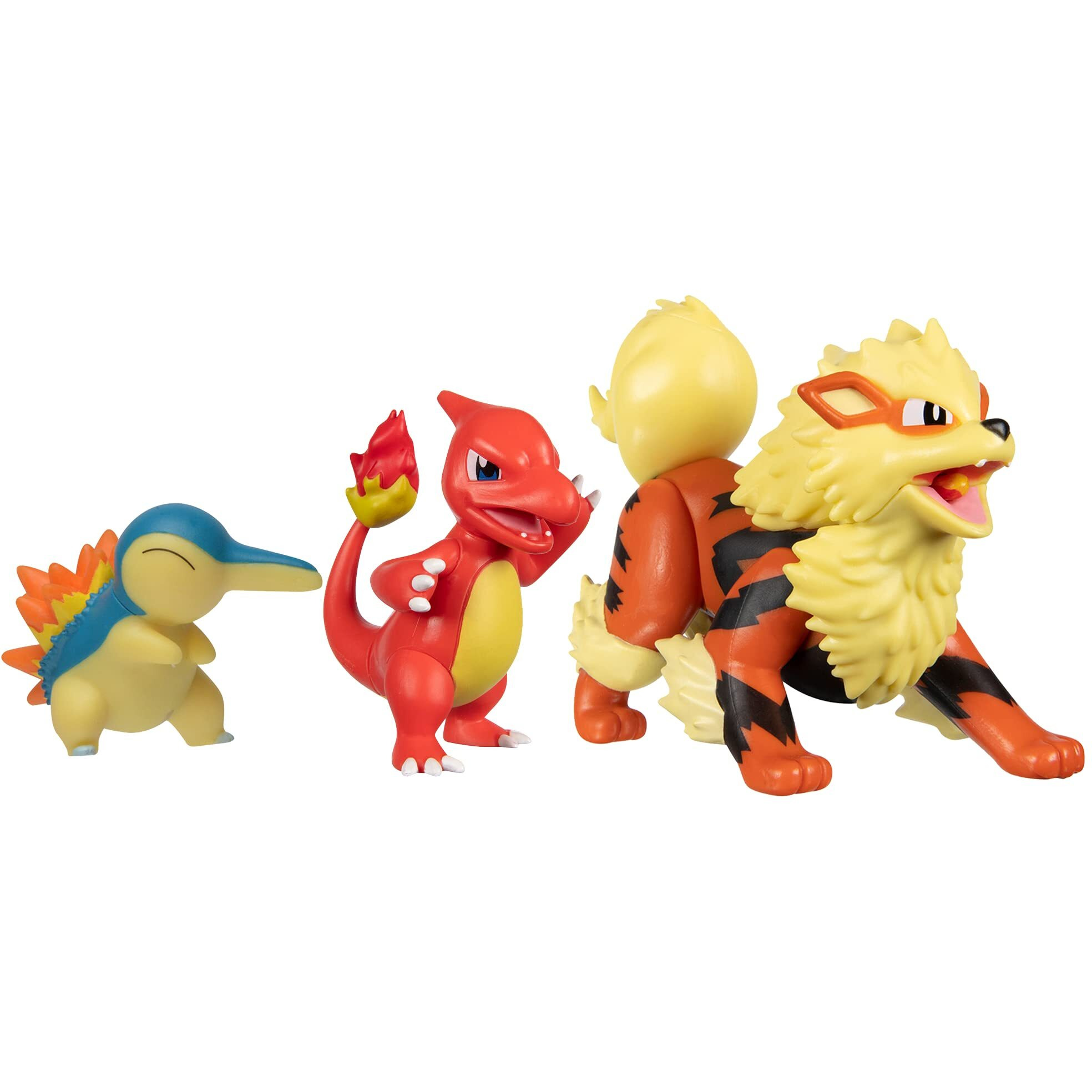Pokmon Fire-Themed Battle Figure Set 4.5" Arcanine, 3" Charmeleon, 2" Cyndaquil - Exclusive Toys For Kids & Fans