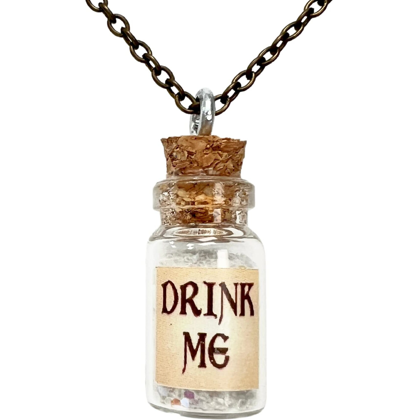 Umbrellalaboratory Alice In Wonderland Fairy Glow In The Dark Kawaii Necklace-Drink Me Handmade Label Sticker