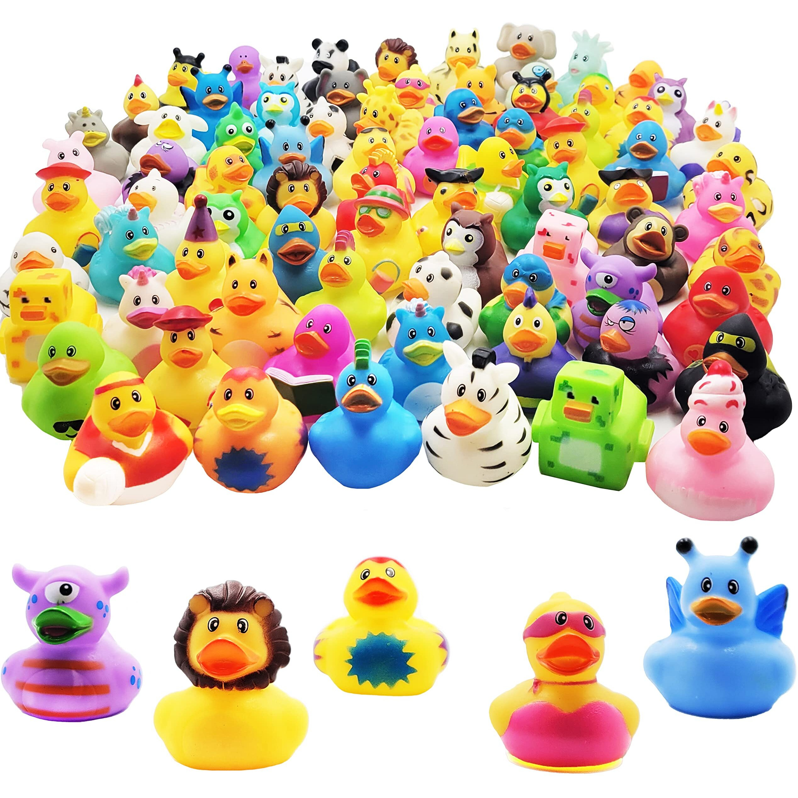 Assortment Rubber Duck Toy Duckies For Kids, Bath Birthday Gifts Baby Showers Classroom Incentives, Summer Beach And Pool Activity, 2" (10-Pack)