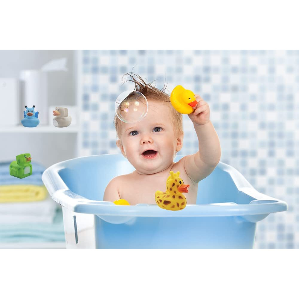 Assortment Rubber Duck Toy Duckies For Kids, Bath Birthday Gifts Baby Showers Classroom Incentives, Summer Beach And Pool Activity, 2" (10-Pack)