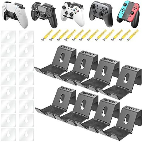 Oivo Controller Wall Mount Holder For Ps3/Ps4/Ps5/Xbox 360/Xbox One/S/X/Elite/Series S/Series X Controller, Pro Controller, Upgraded Adjustable Wall Mount For Video Game Controller&Headphones-8 Pack