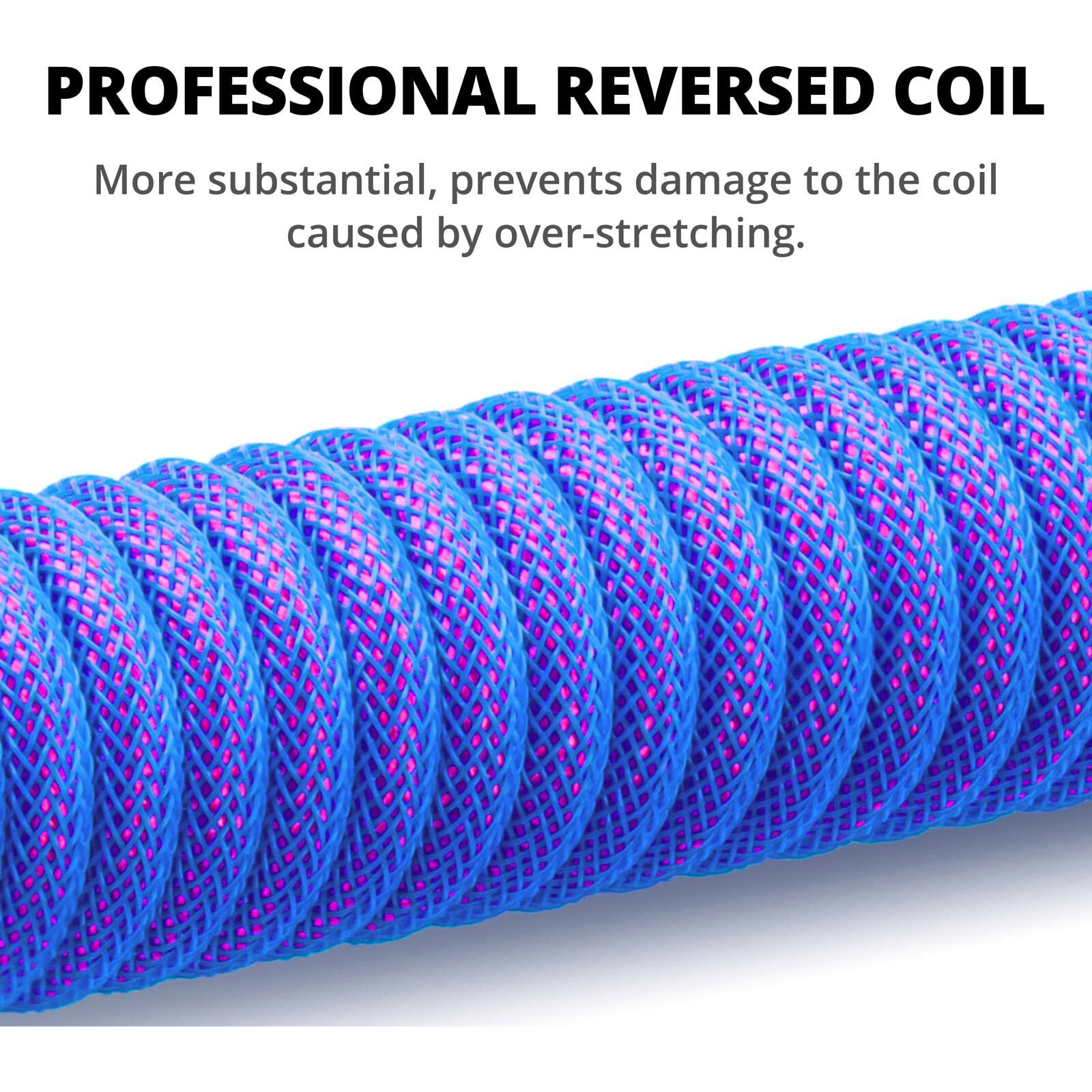 Gunmjo Pro Custom Coiled Usb C Cable For Gaming Keyboard, Double-Sleeved Mechanical Keyboard Cable With Detachable Metal Aviator, 1.5M Usb-C To Usb-A, Nebula Color