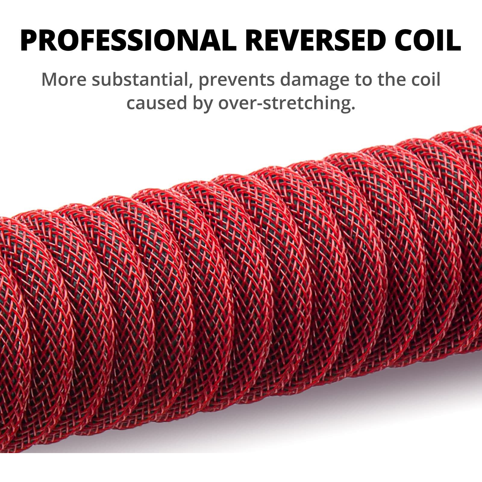 Gunmjo Pro Custom Coiled Usb C Cable For Gaming Keyboard, Double-Sleeved Mechanical Keyboard Cable With Detachable Metal Aviator, 1.5M Usb-C To Usb-A, Red Color